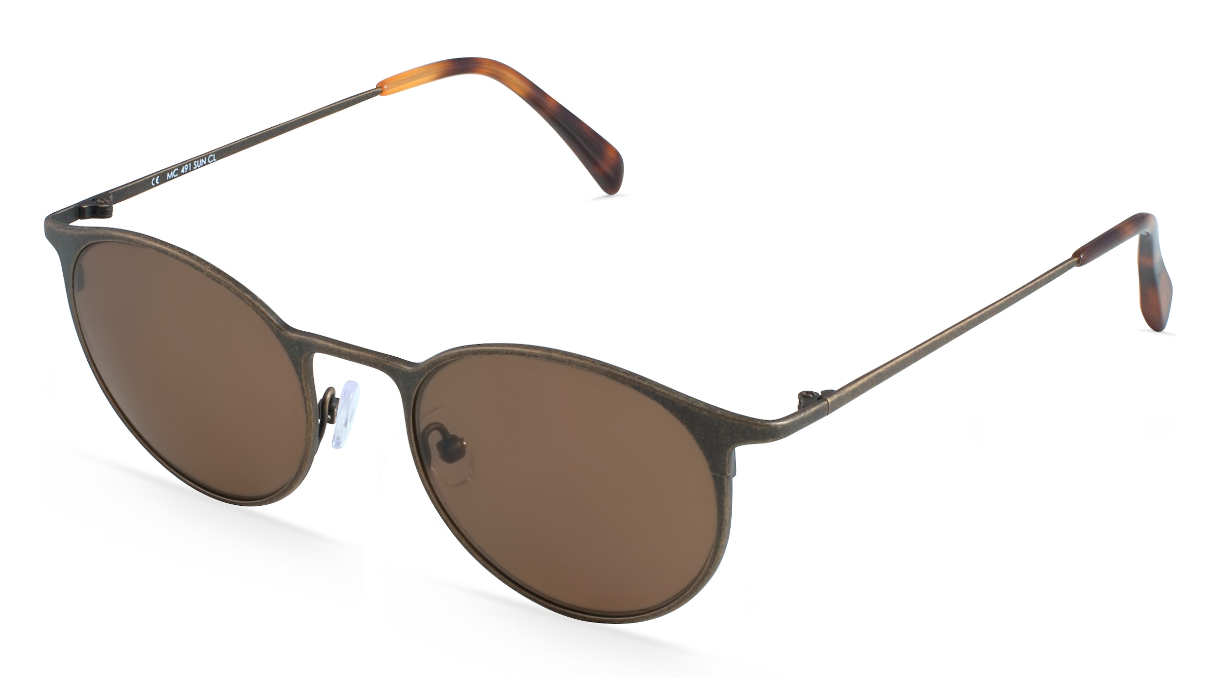 Fielmann MC 491 SUN CL Unisex-Sonnenbrille Vollrand Panto Edelstahl-Gestell, Gold