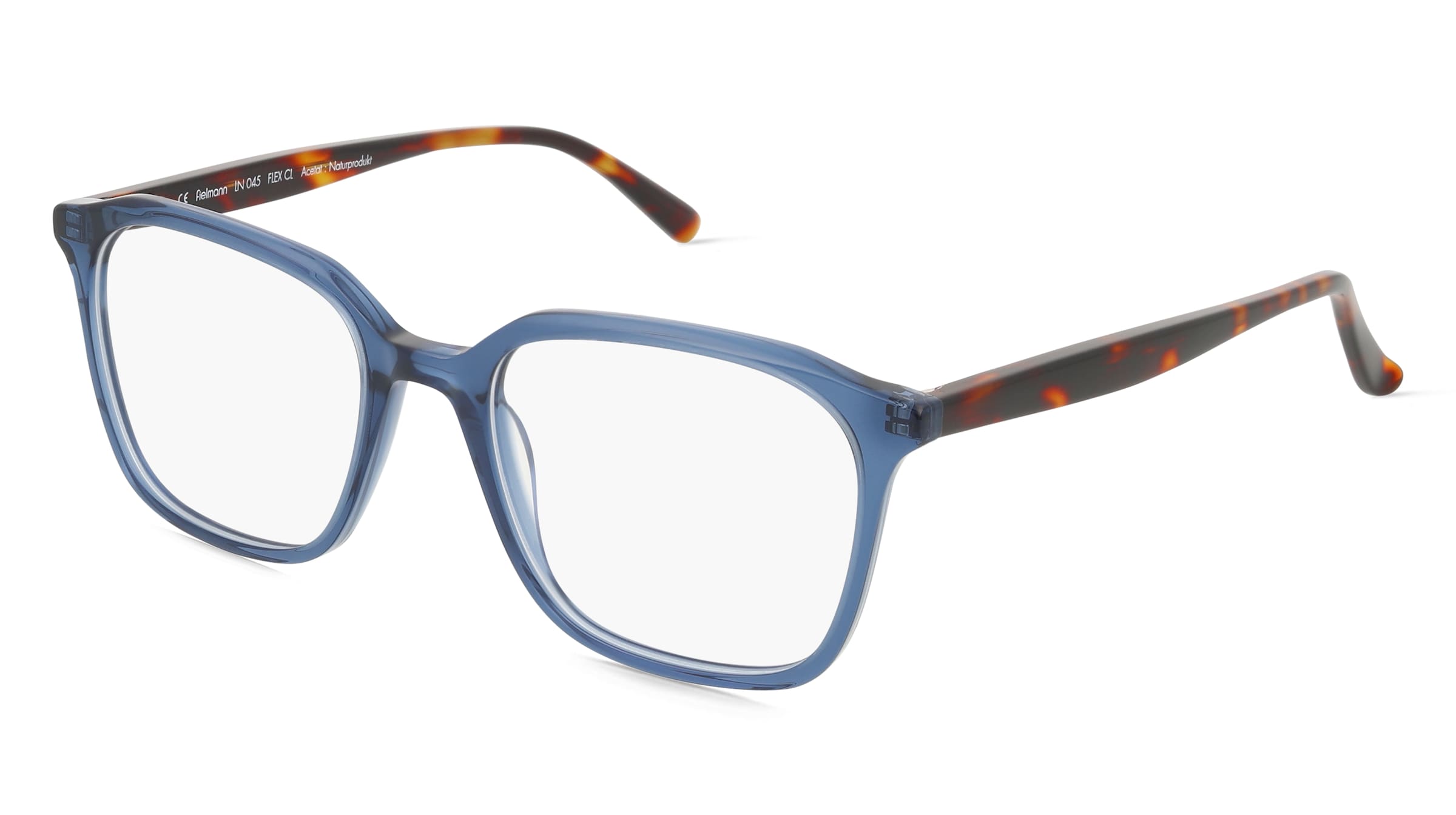 Fielmann LN 045 FLEX CL OSKAR Herren-Brille inkl. Gläser Vollrand Quadratisch Acetat-Gestell 52/19/145, Blau
