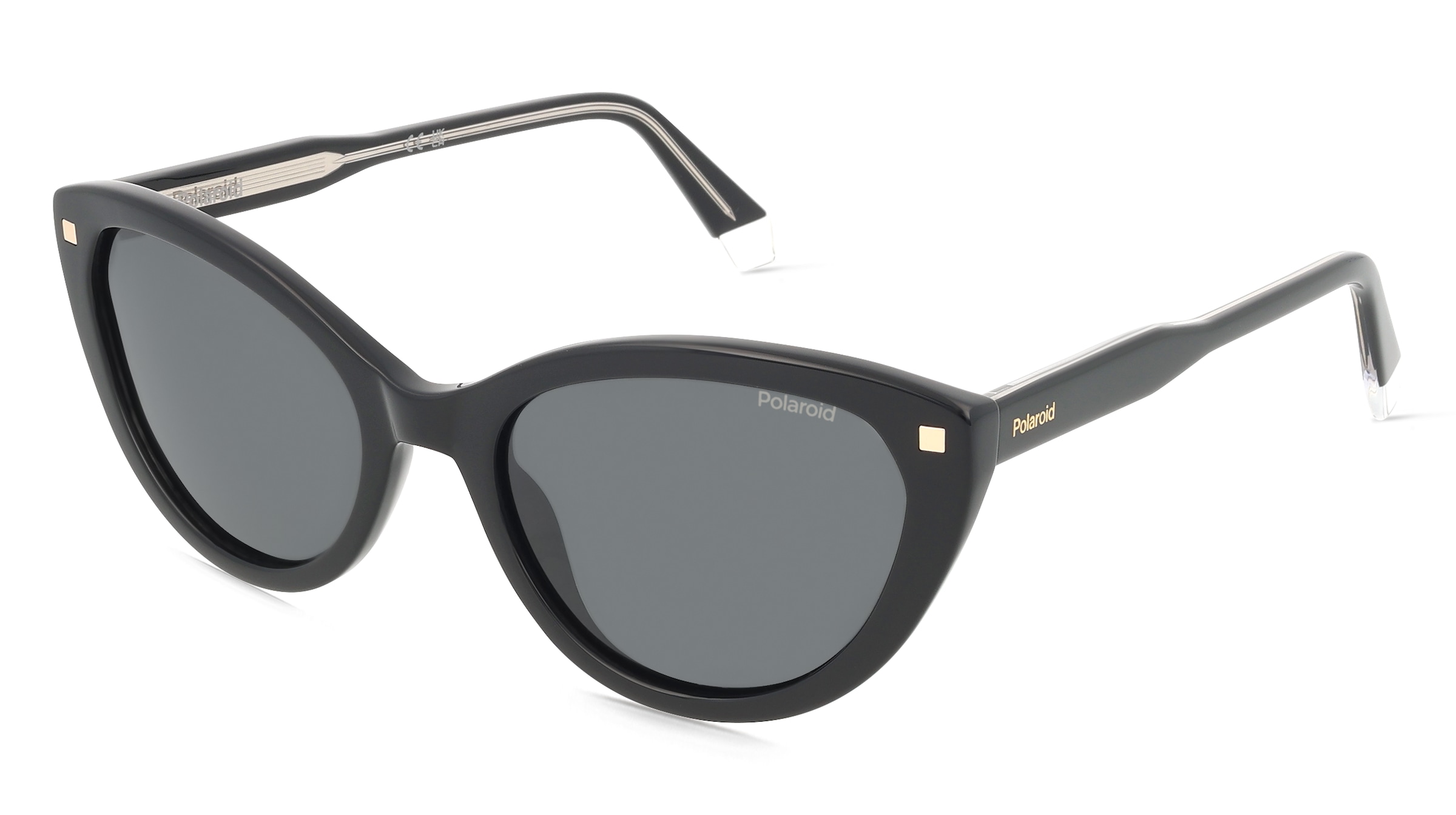 Polaroid 207381 Damen-Sonnenbrille Vollrand Cat Eye Acetat-Gestell, Schwarz
