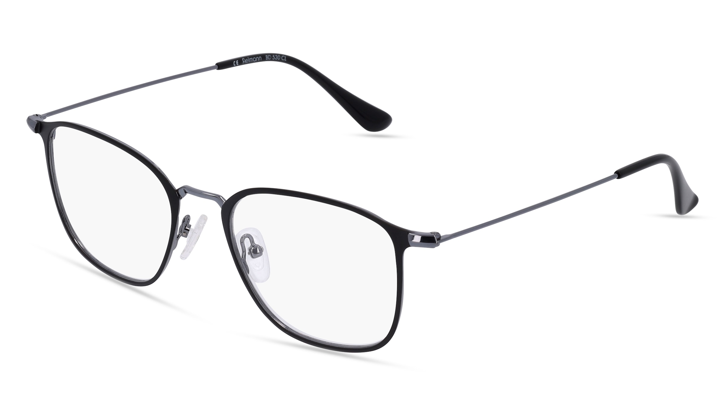 Fielmann BD 530 CL Unisex-Brille inkl. Gläser Vollrand Quadratisch Metall-Gestell 51/19/145, Schwarz