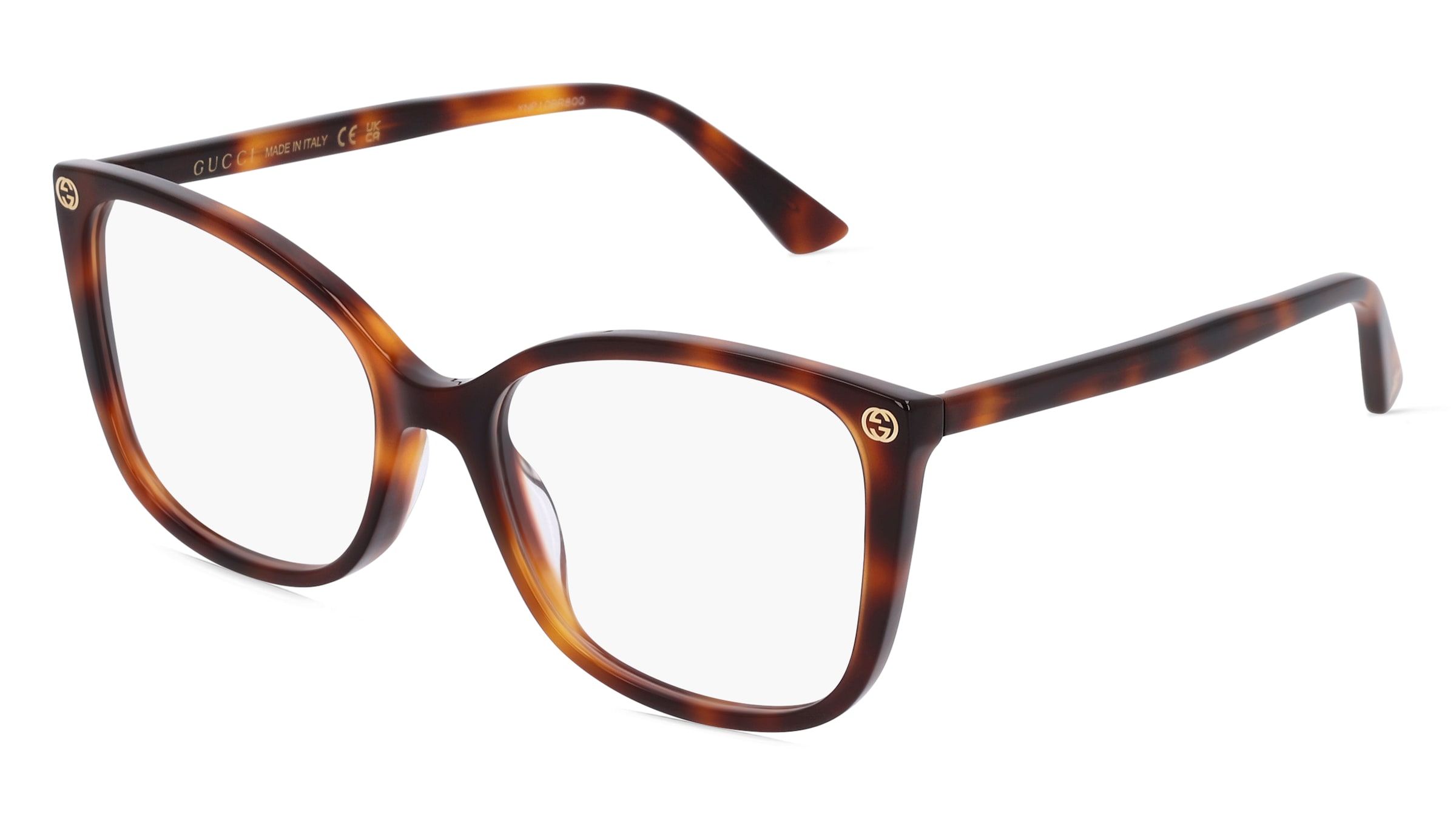 Gucci GG0026O Unisex-Brille inkl. Gläser Vollrand Cat Eye Acetat-Gestell 53/17/140, Havanna
