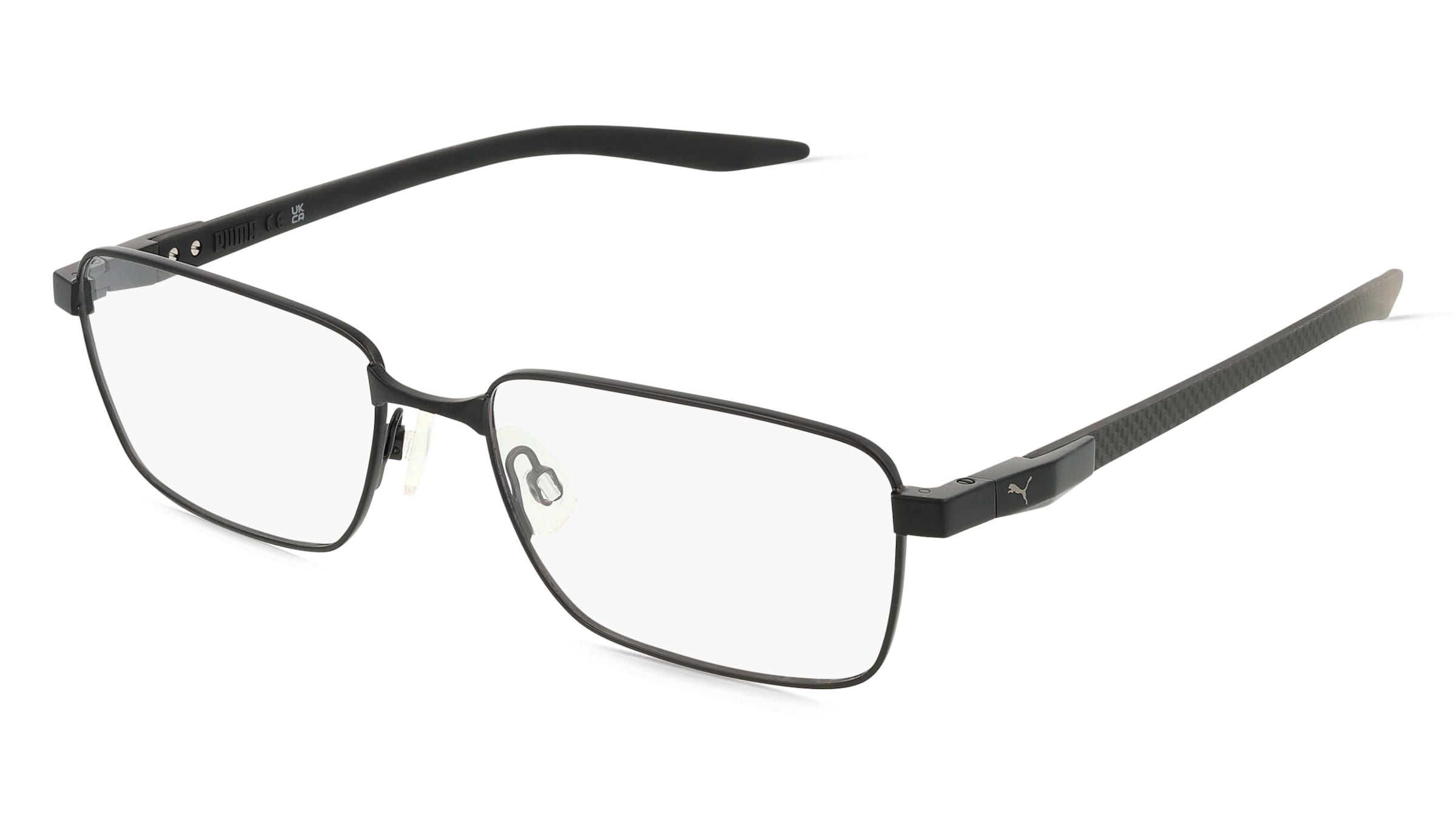 Puma PU0421O Unisex-Brille inkl. Gläser Vollrand Quadratisch Metall-Gestell 55/17/145, Schwarz