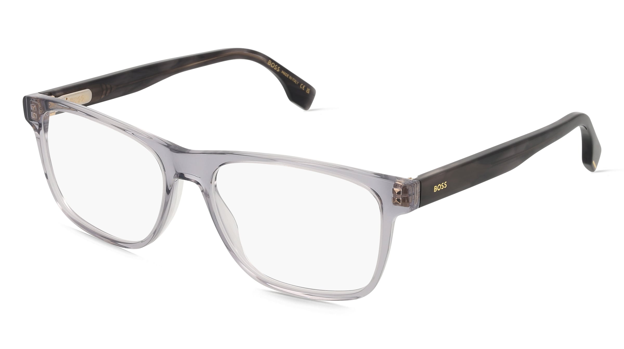 Boss 1646 Herren-Brille inkl. Gläser Vollrand Quadratisch Acetat-Gestell 55/17/145, Grau