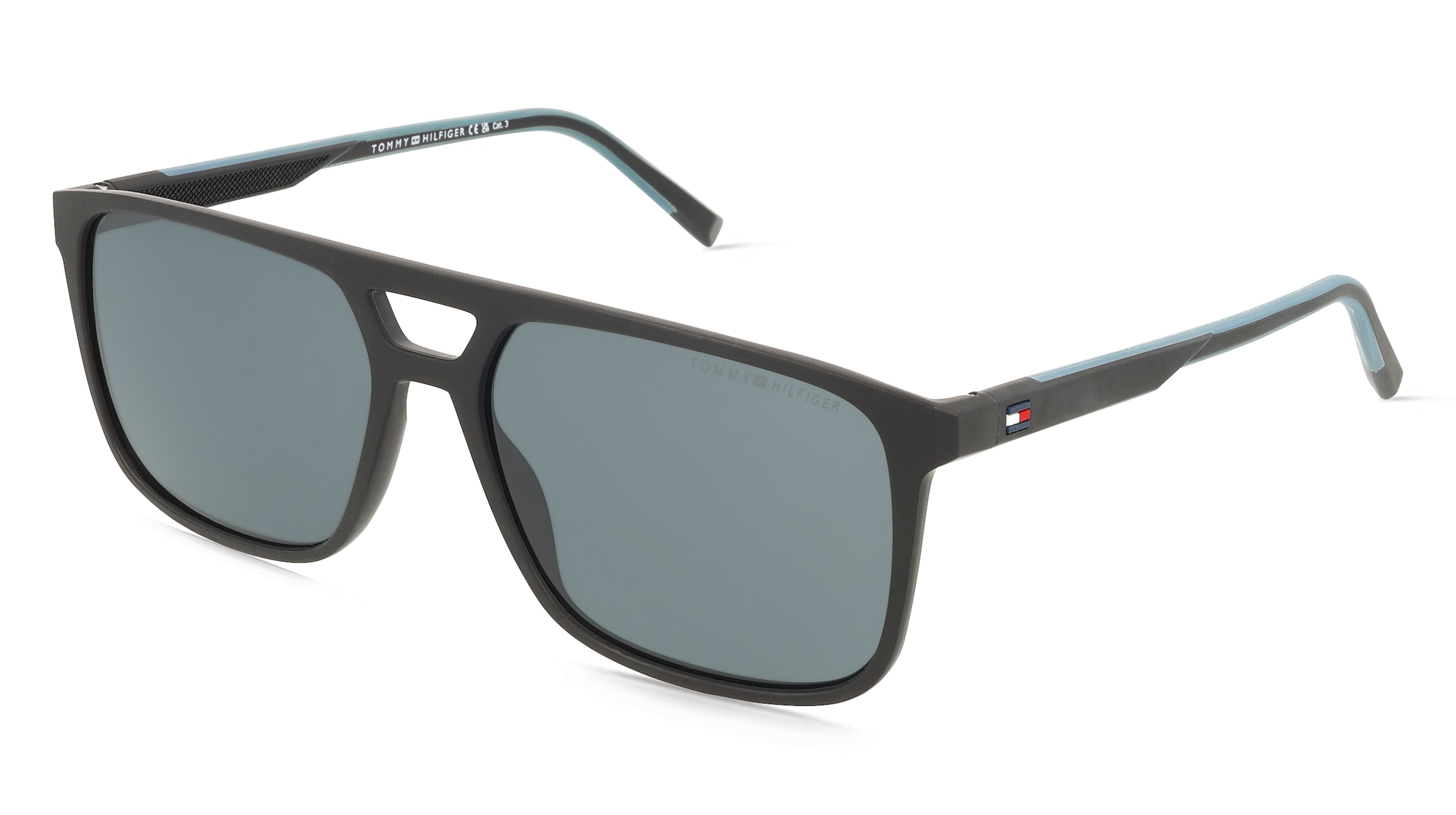 Tommy Hilfiger TH 2280/S Herren-Sonnenbrille Vollrand Pilot Kunststoff-Gestell, Schwarz