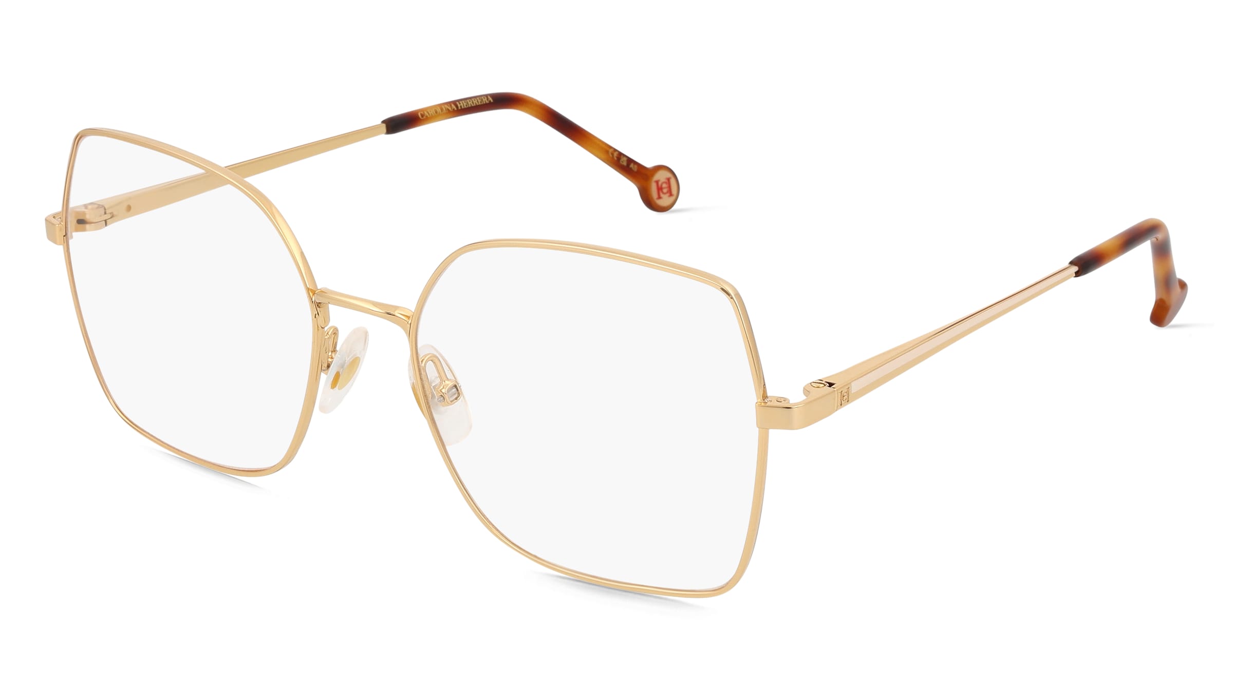 Carolina Herrera HER 0206 Damen-Brille inkl. Gläser Vollrand Quadratisch Metall-Gestell 55/18/145, Gold