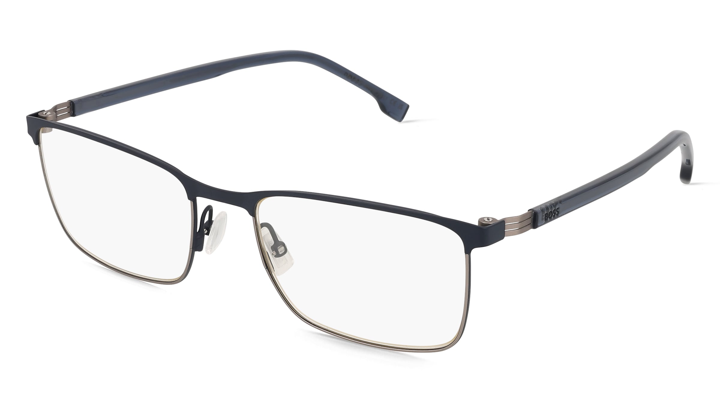 Boss 1637 Herren-Brille inkl. Gläser Vollrand Quadratisch Metall-Gestell 56/19/150, Blau