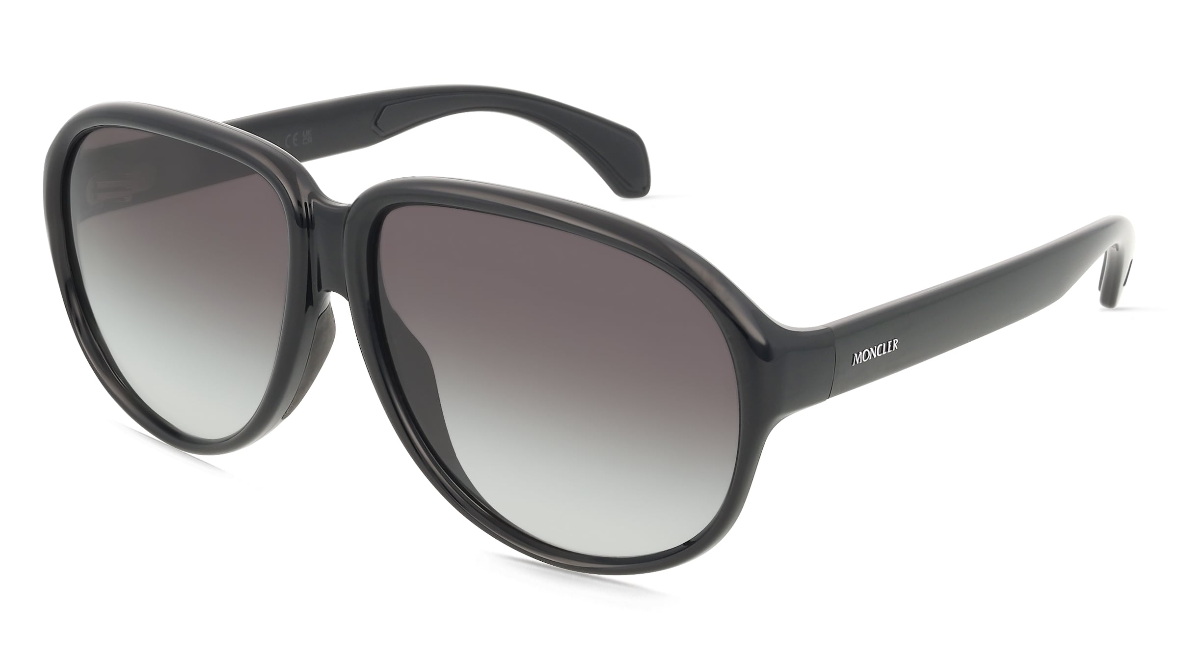 Moncler ME8001 Unisex-Sonnenbrille Vollrand Pilot Kunststoff-Gestell, Schwarz