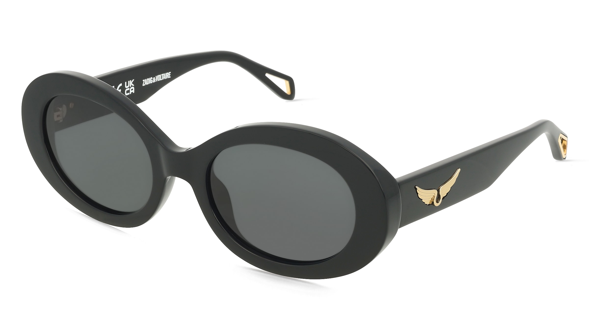 Zadig &amp; Voltaire SZV460 Damen-Sonnenbrille Vollrand Rund Kunststoff-Gestell, Schwarz