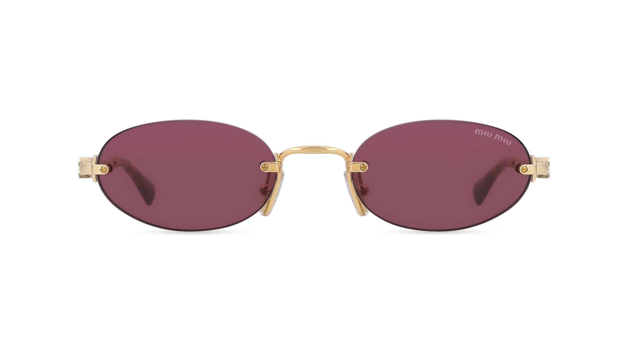 Miu Miu MU A54S Damen-Sonnenbrille Randlos Oval Metall-Gestell, Gold