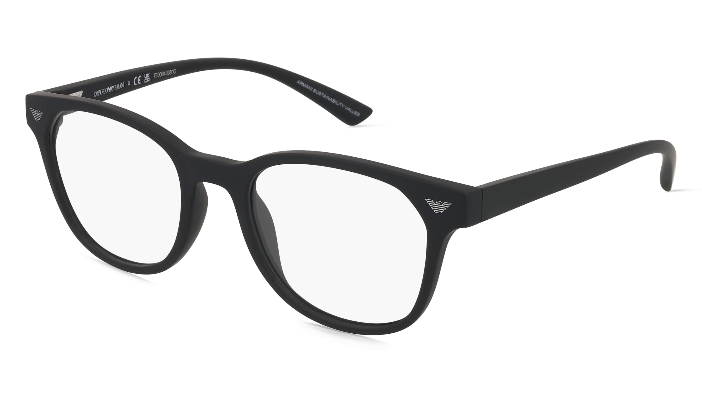 Emporio Armani 0EA3240U Herren-Brille inkl. Gläser Vollrand Panto Kunststoff-Gestell 52/20/145, Schwarz