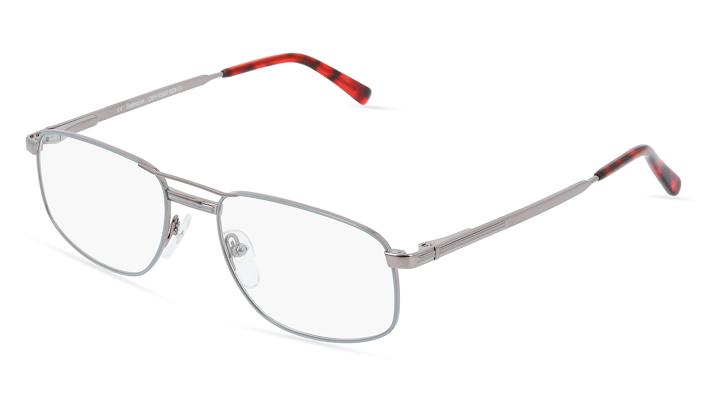 Fielmann OPH 9569 FLEX CL Herren-Brille inkl. Gläser Vollrand Quadratisch Metall-Gestell 52/18/135, Grau