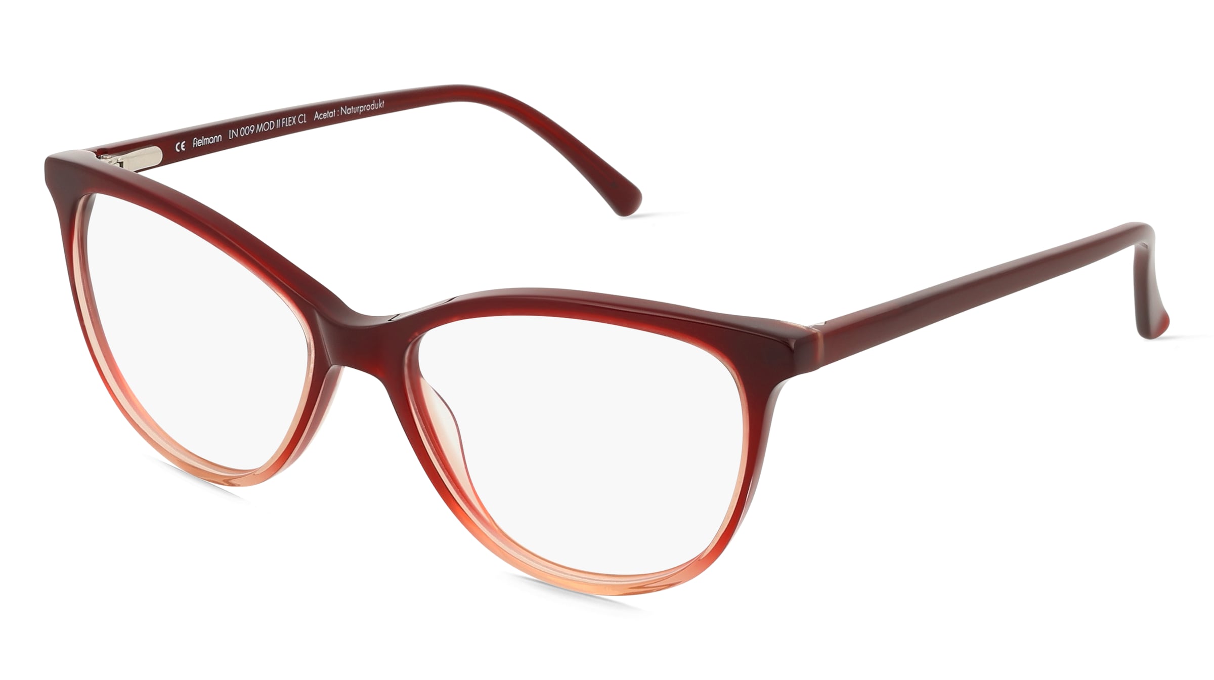 Fielmann LN 009 MOD II FLEX CL Damen-Brille inkl. Gläser Vollrand Butterfly Acetat-Gestell 52/15/135, Rot
