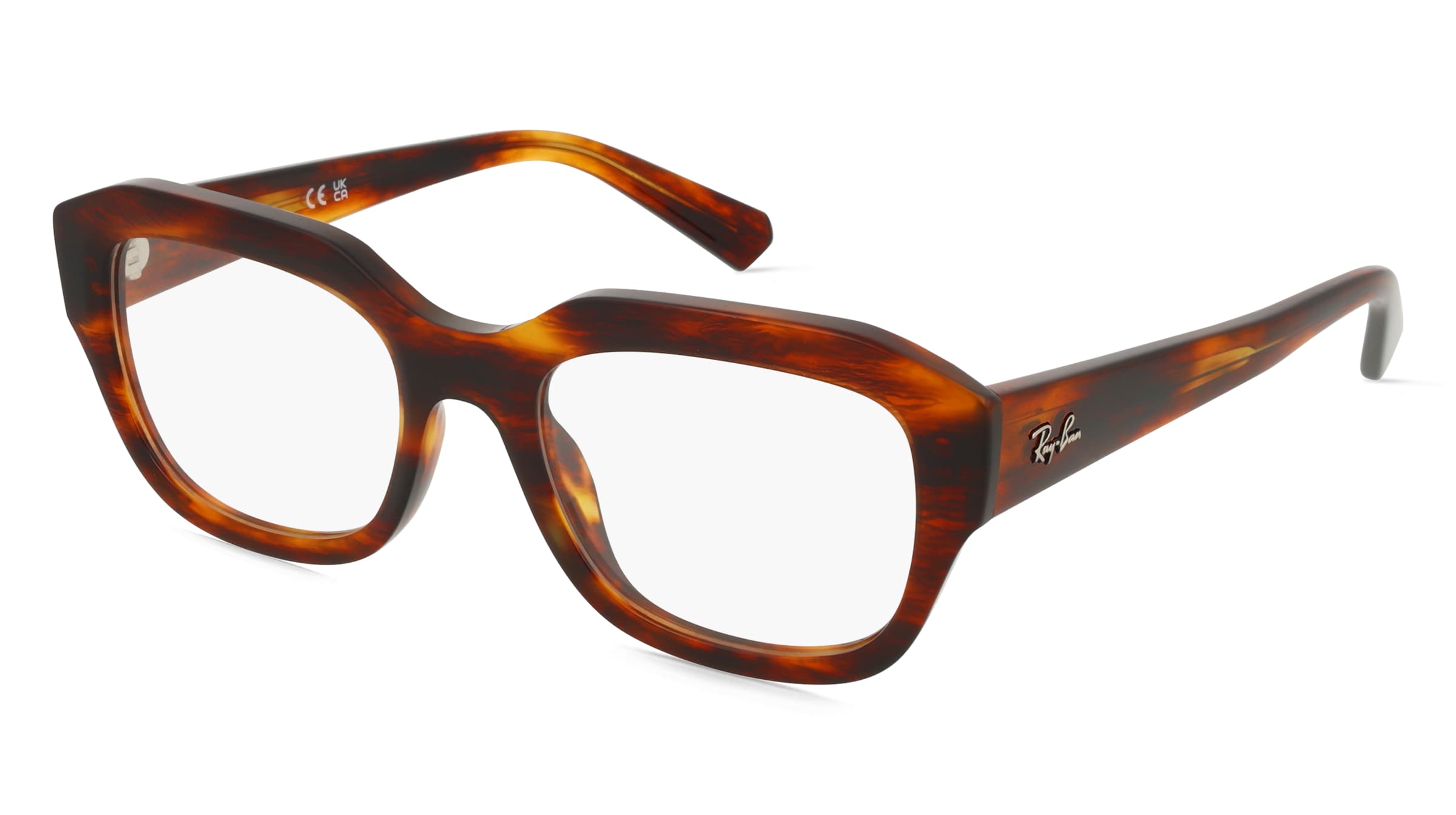 Ray-Ban RX7225 Unisex-Brille inkl. Gläser Vollrand Quadratisch Acetat-Gestell 52/20/145, Havanna
