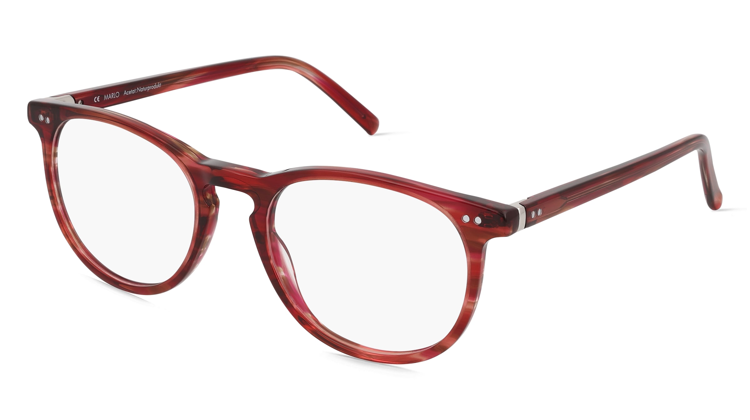 Fielmann LN 049 CL MARLO Damen-Brille inkl. Gläser Vollrand Panto Acetat-Gestell 52mm/20mm/145mm, Rot