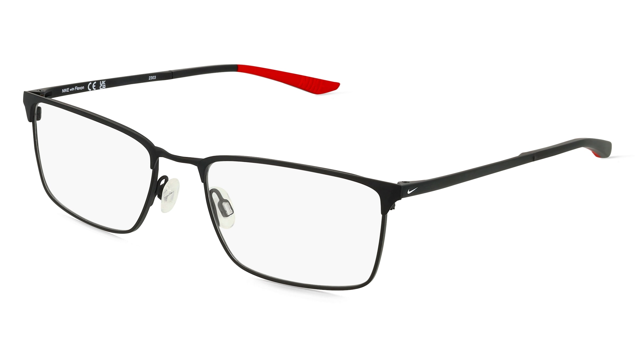 Nike 4307 Unisex-Brille inkl. Gläser Vollrand Quadratisch Titan-Gestell 56/18/145, Schwarz