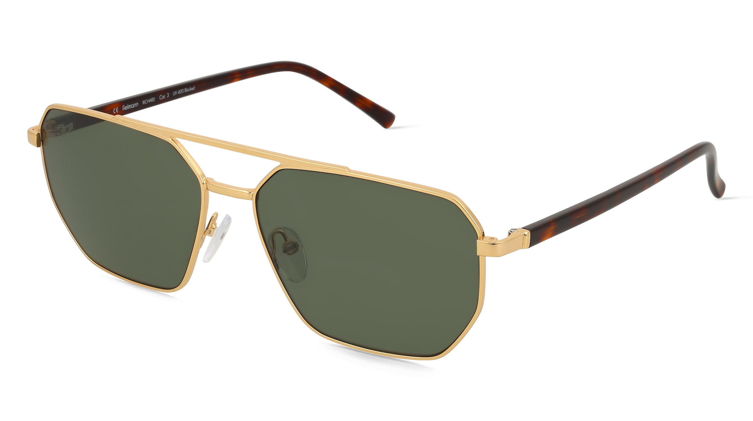 Fielmann BD 575 SUN CL RICHARD Herren-Sonnenbrille Vollrand Quadratisch Edelstahl-Gestell, Gold