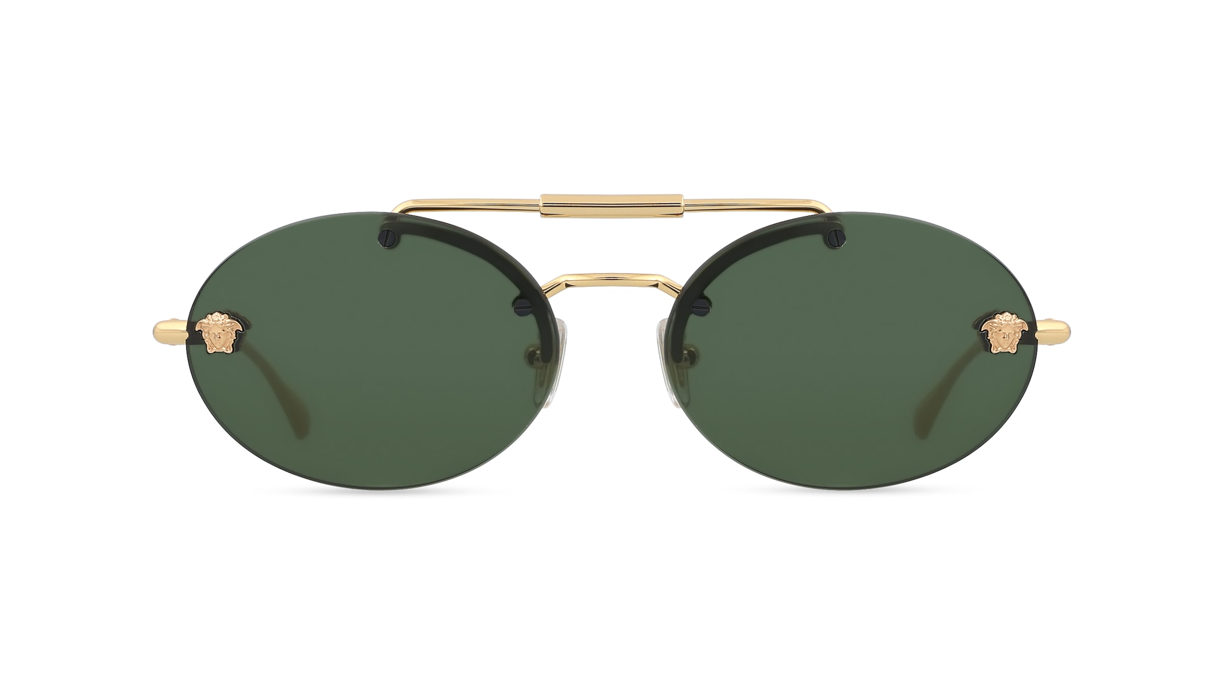 Versace VE2295 Damen-Sonnenbrille Randlos Oval Metall-Gestell, Gold