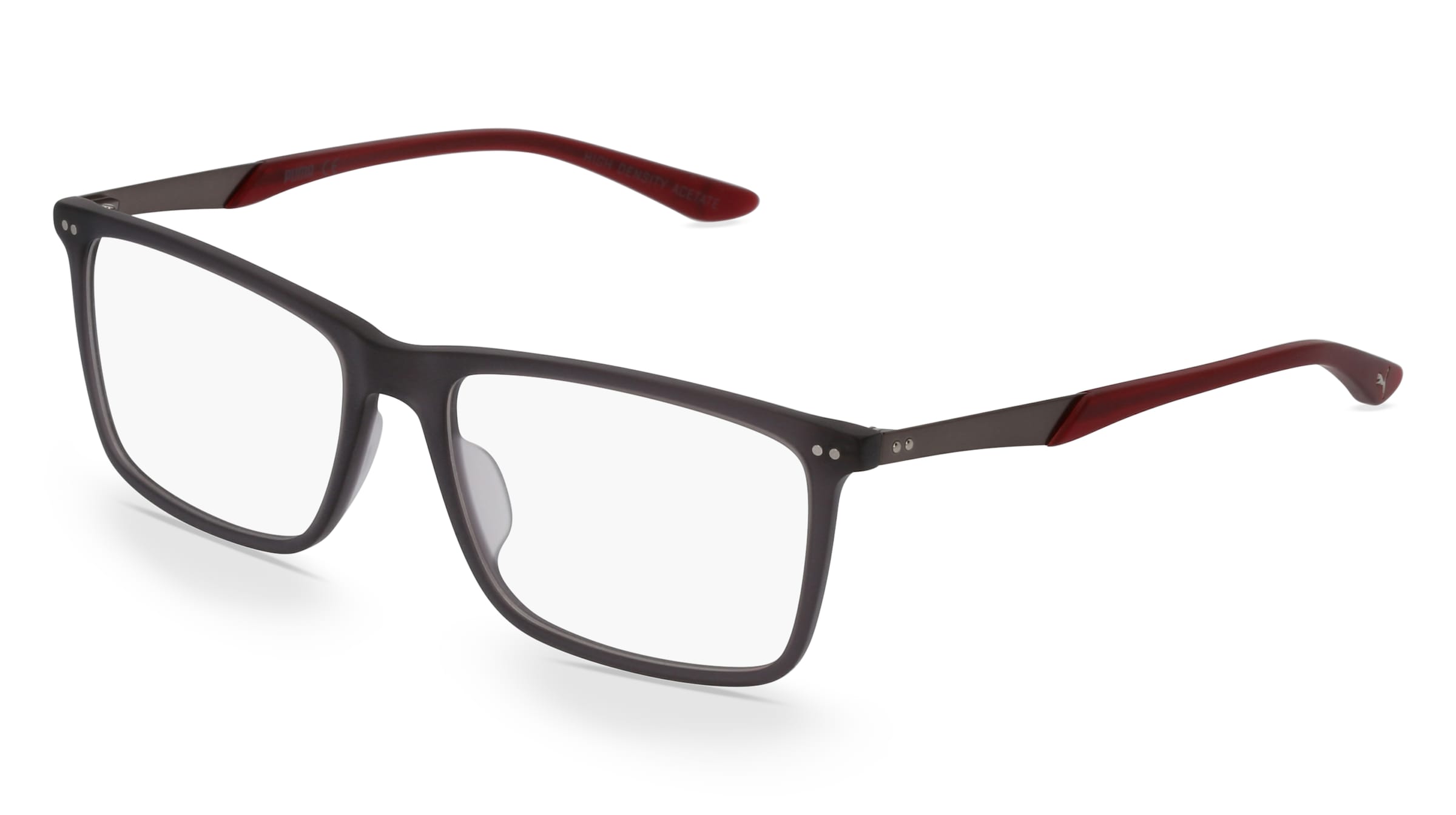 Puma PU 0096O Unisex-Brille inkl. Gläser Vollrand Quadratisch Acetat-Gestell 56/17/140, Grau