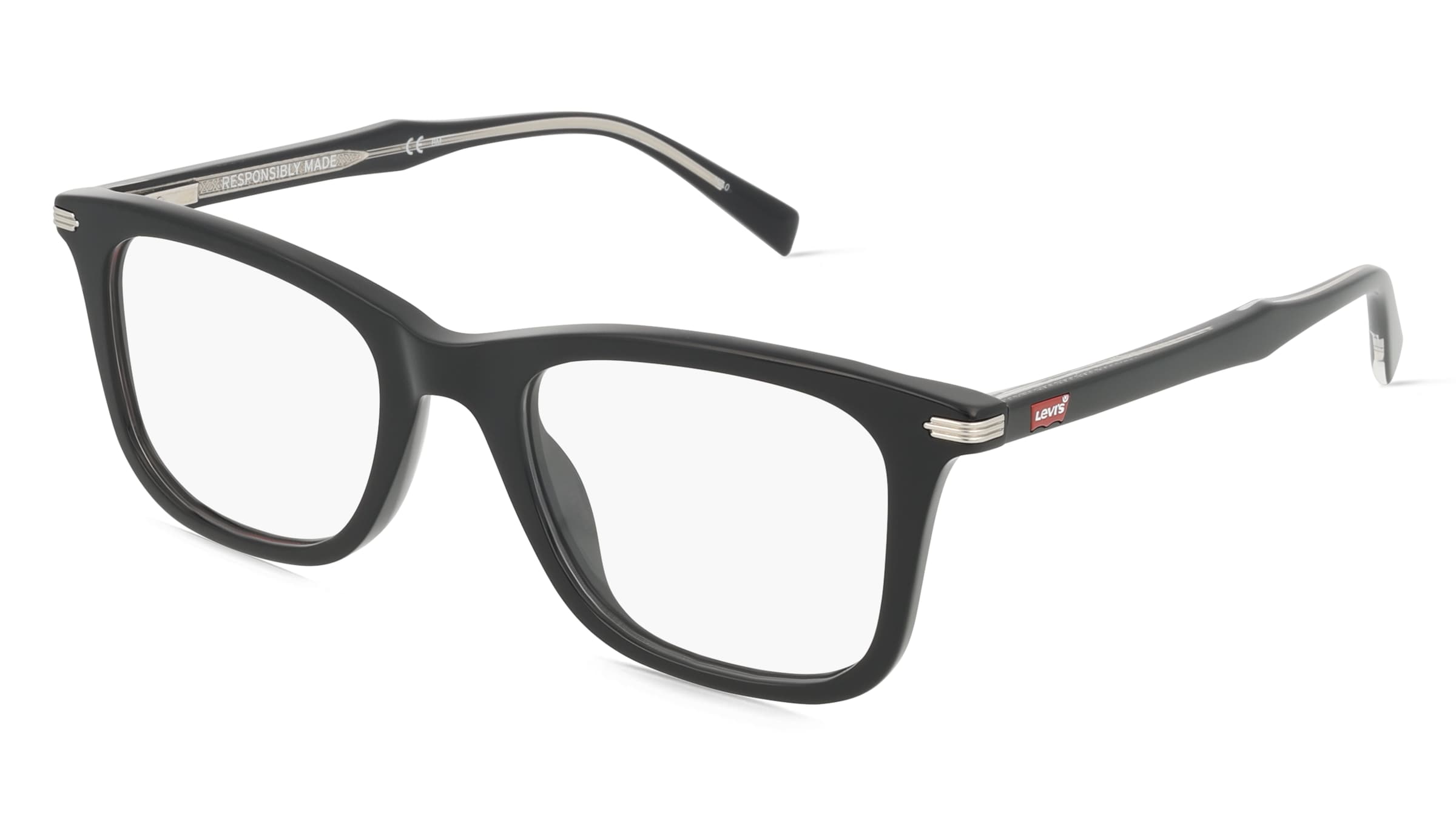 Levi's LV5041 Herren-Brille inkl. Gläser Vollrand Quadratisch Kunststoff-Gestell 50/20/145, Schwarz