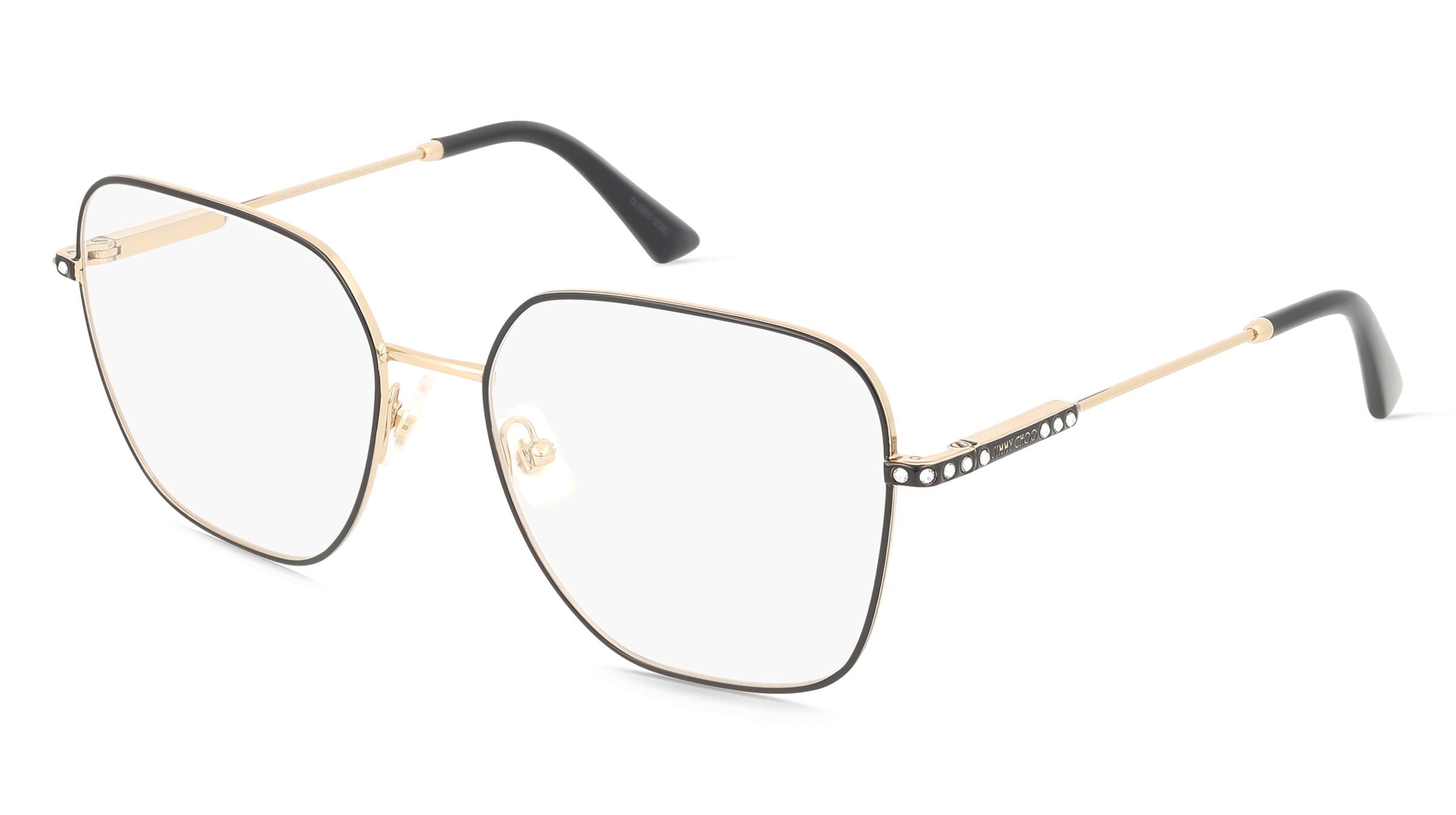 Jimmy Choo 0JC2001B Damen-Brille inkl. Gläser Vollrand Quadratisch Edelstahl-Gestell 55/17/140, Schwarz