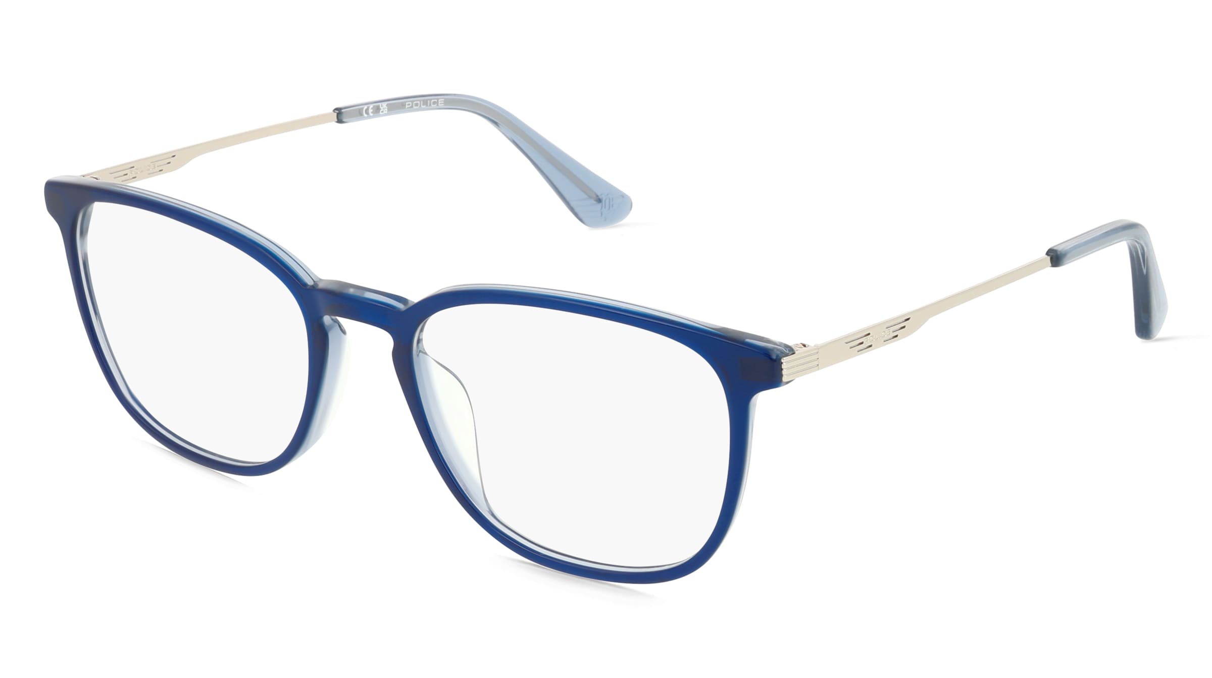 Police VPLD07 Herren-Brille inkl. Gläser Vollrand Panto Acetat-Gestell 52/18/145, Blau
