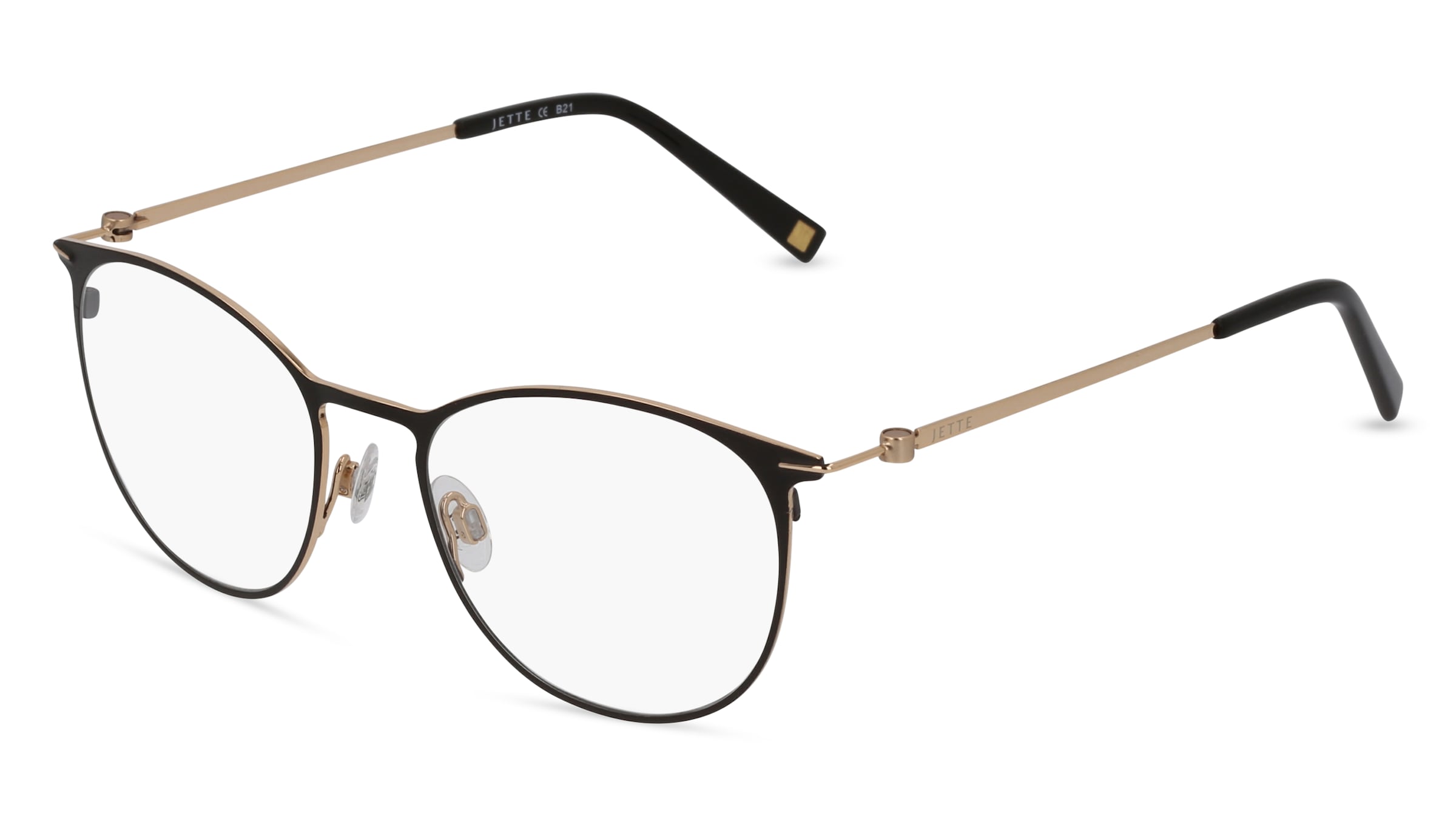 Jette 7021 Unisex-Brille inkl. Gläser Vollrand Panto Edelstahl-Gestell 50/18/135, Schwarz