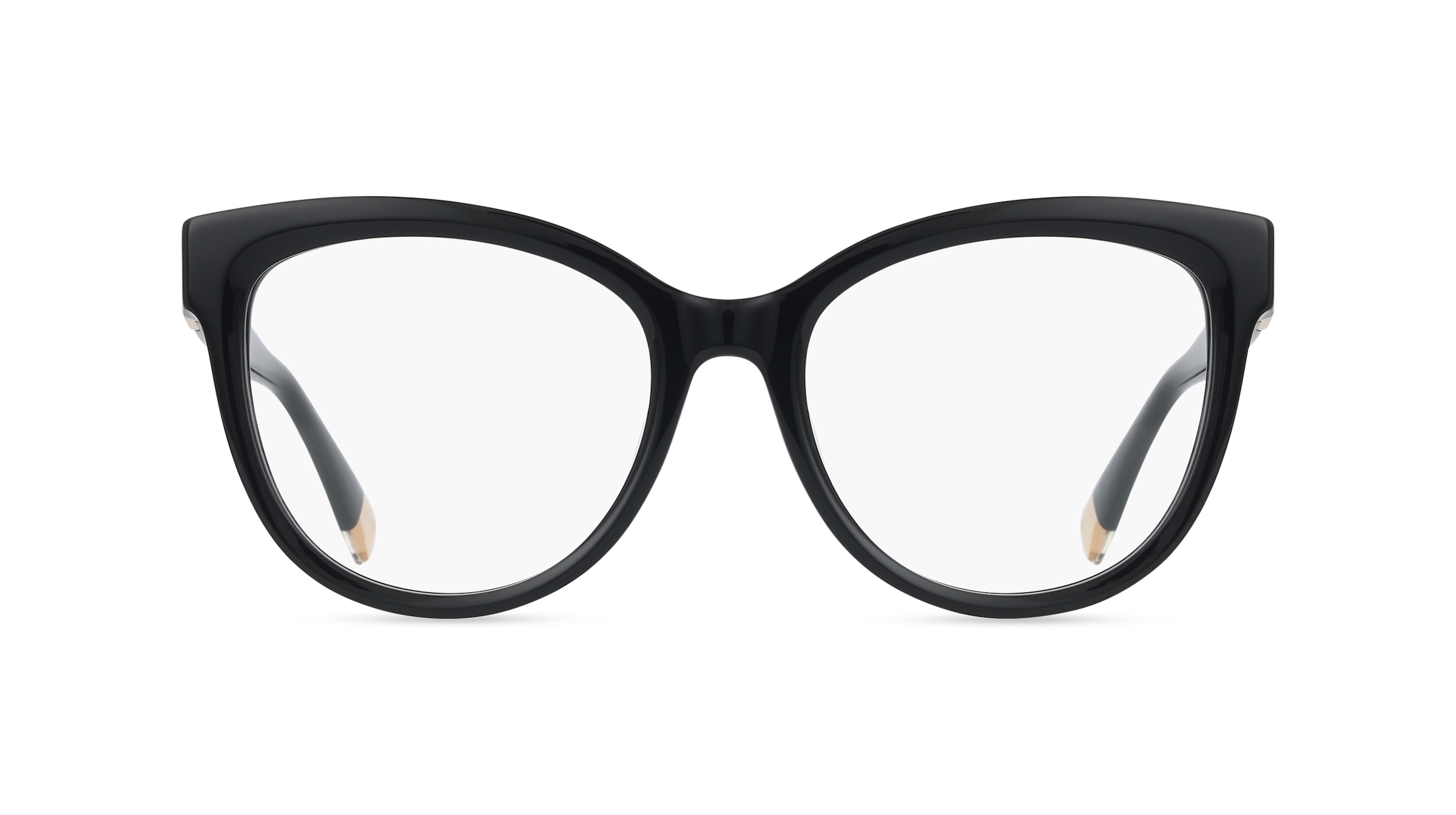 Furla VFU864 Damen-Brille inkl. Gläser Vollrand Cat Eye Kunststoff-Gestell 53/19/140, Schwarz