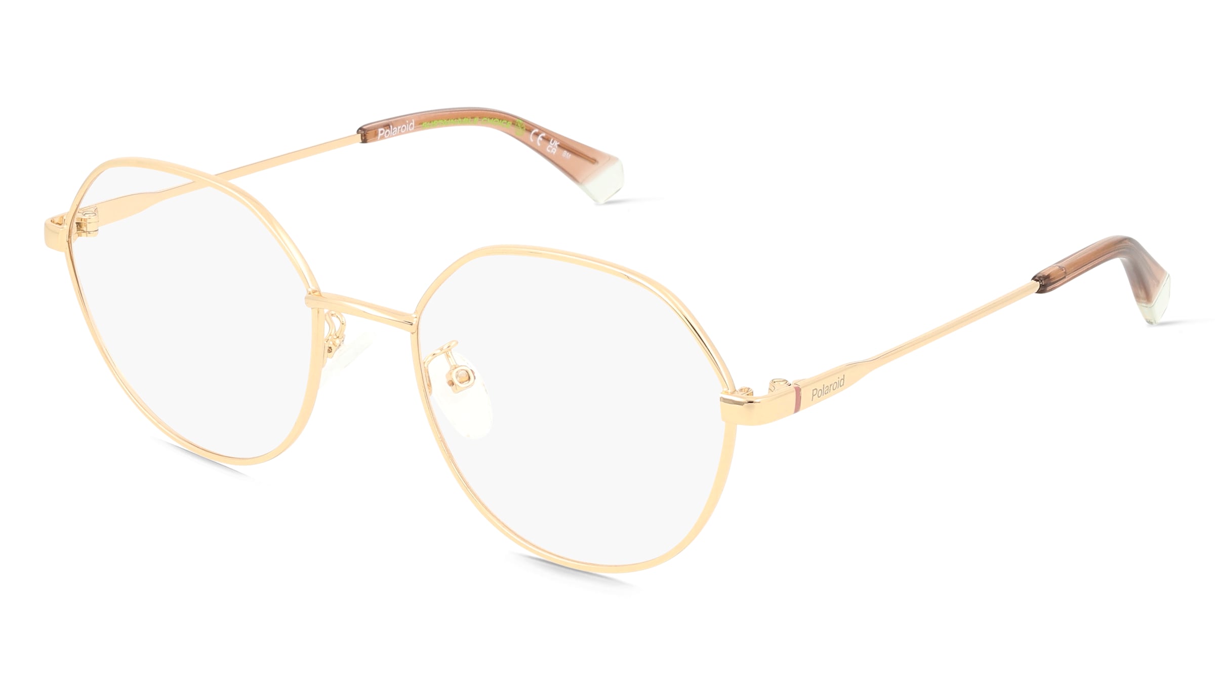 Polaroid Pld D490/G Damen-Brille Inkl. Gläser Vollrand Panto Metall-Gestell 52/18/145, Gold