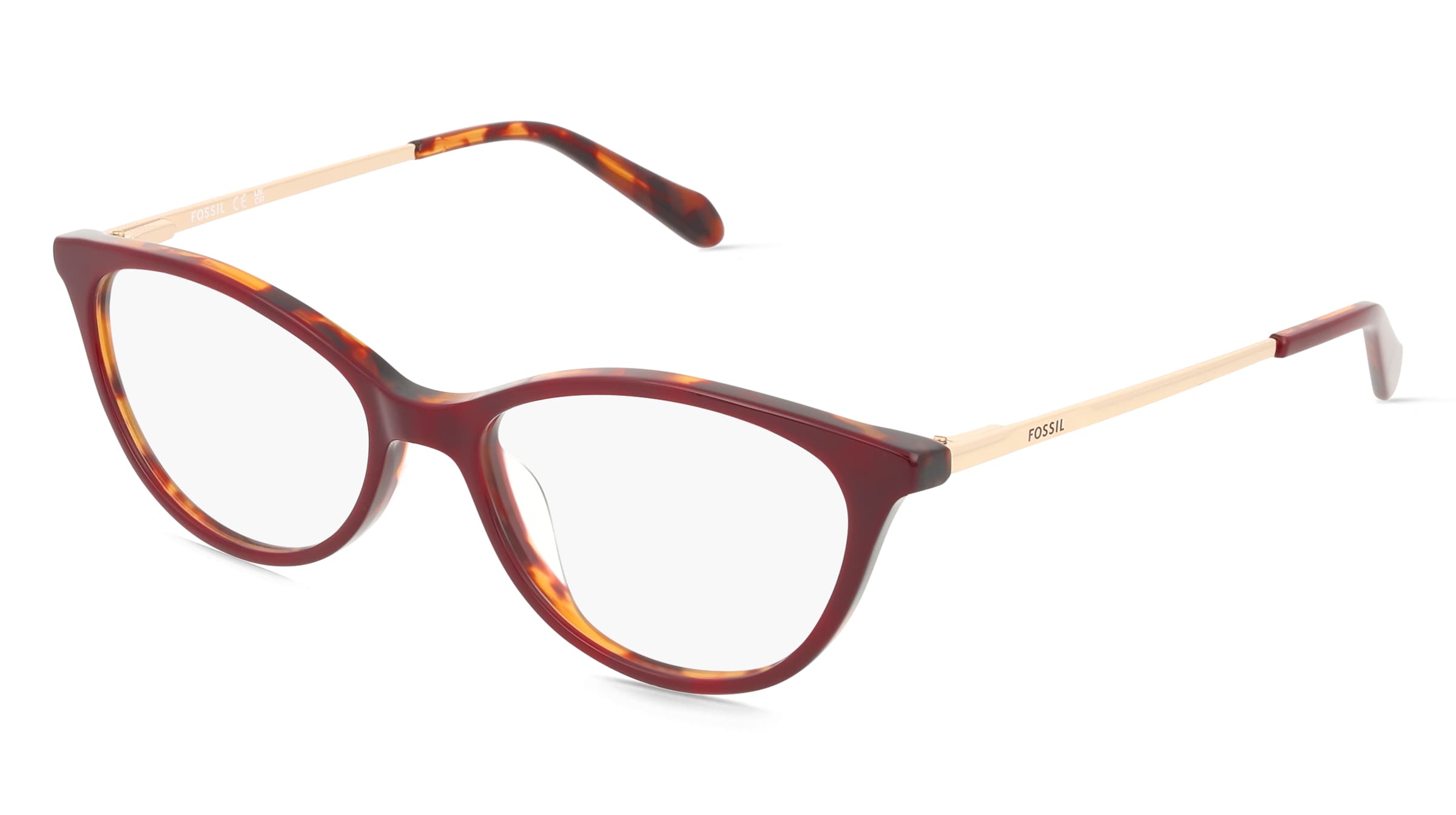 Fossil FOS 7196 Damen-Brille inkl. Gläser Vollrand Oval Acetat-Gestell 52/16/140, Rot
