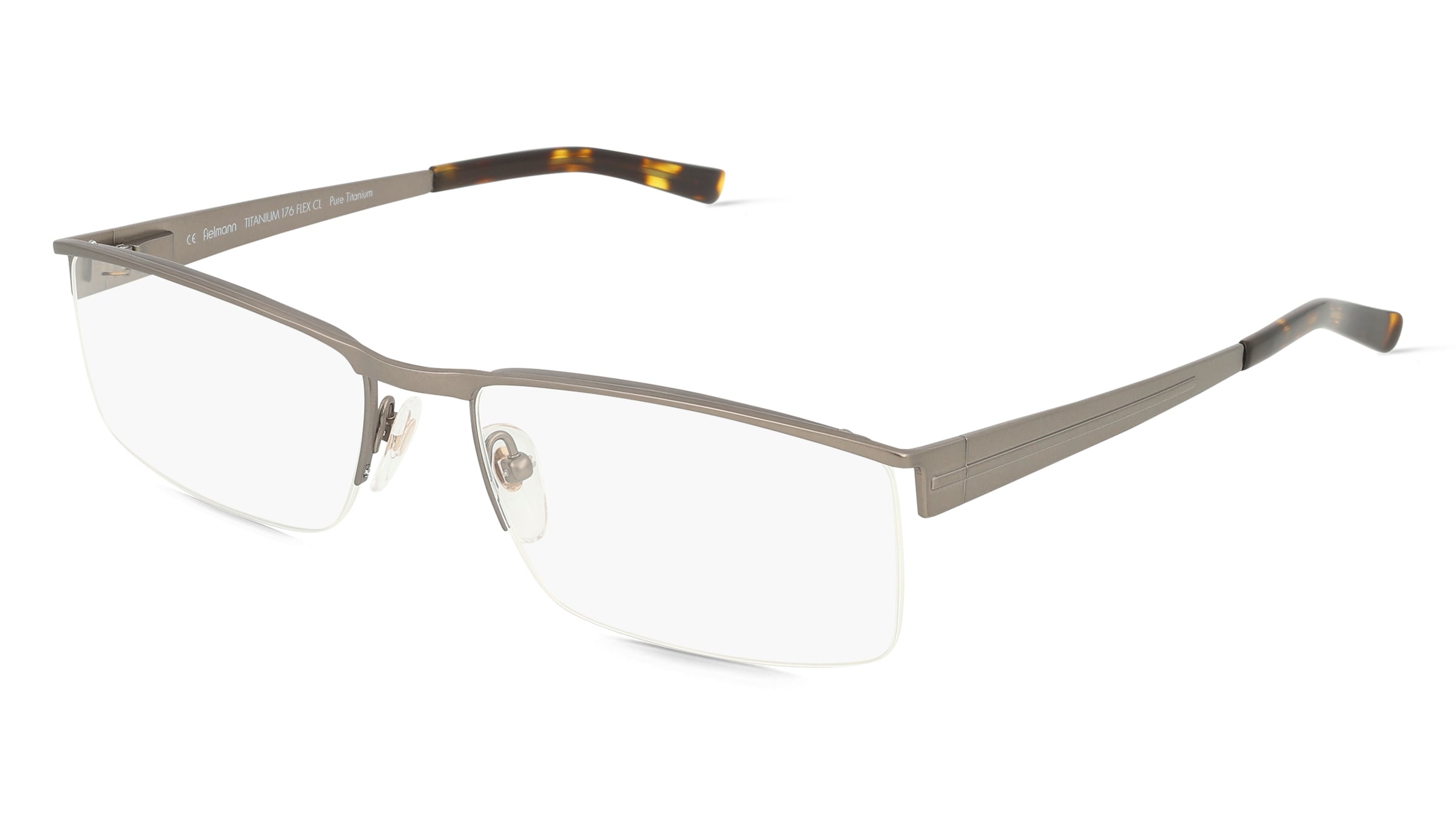 Fielmann TITANIUM 176 FLEX CL Herren-Brille inkl. Gläser Nylor Eckig Titan-Gestell 56mm/17mm/135mm, grau