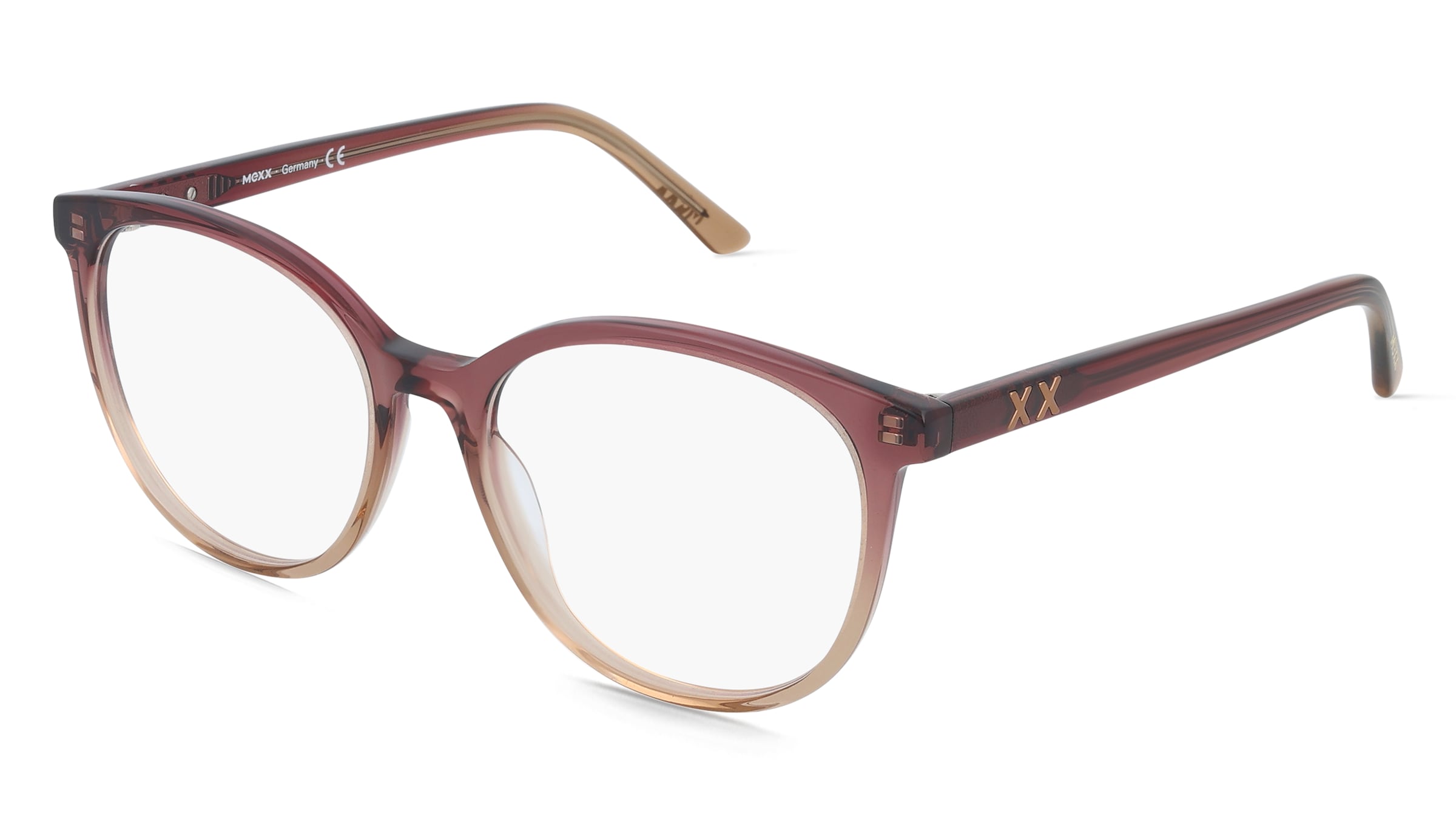 Mexx Eyes 2604 Damen-Brille inkl. Gläser Vollrand Panto Kunststoff-Gestell 52/17/140, Beige