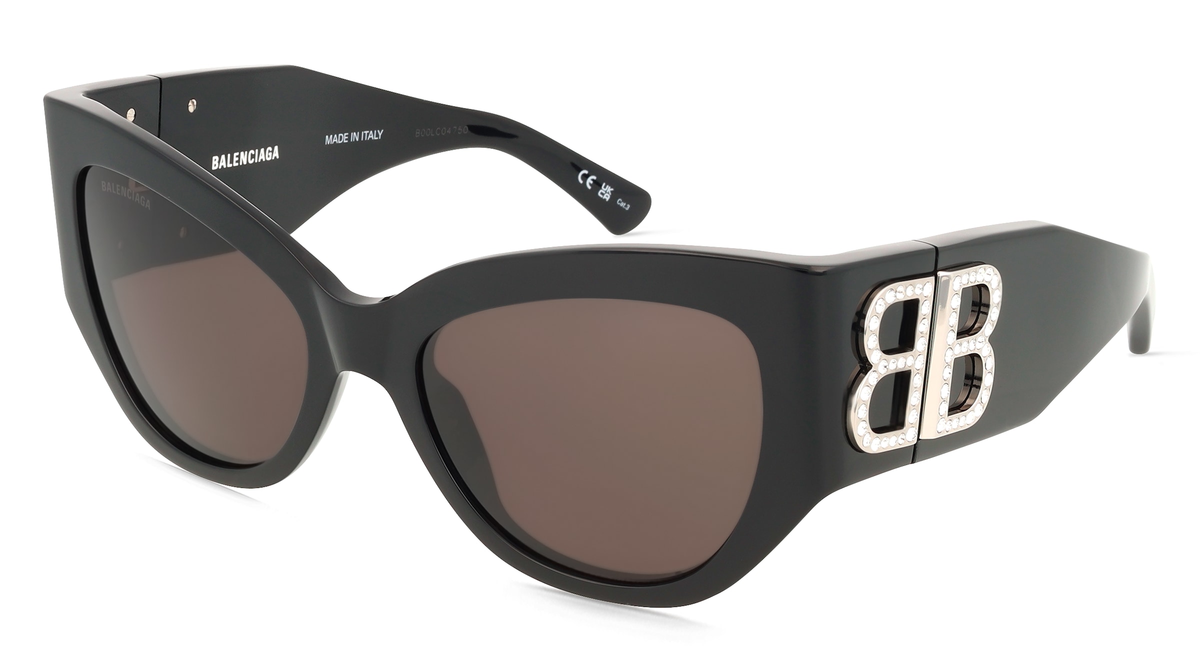 Balenciaga BB0322S Damen-Sonnenbrille Vollrand Butterfly Acetat-Gestell, Schwarz