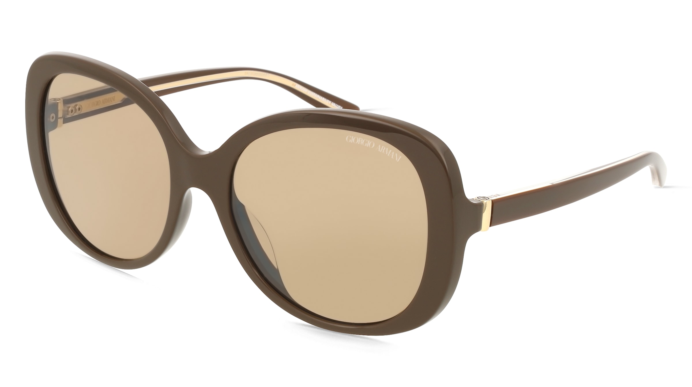 Giorgio Armani AR8229U Damen-Sonnenbrille Vollrand Rund Acetat-Gestell, Braun