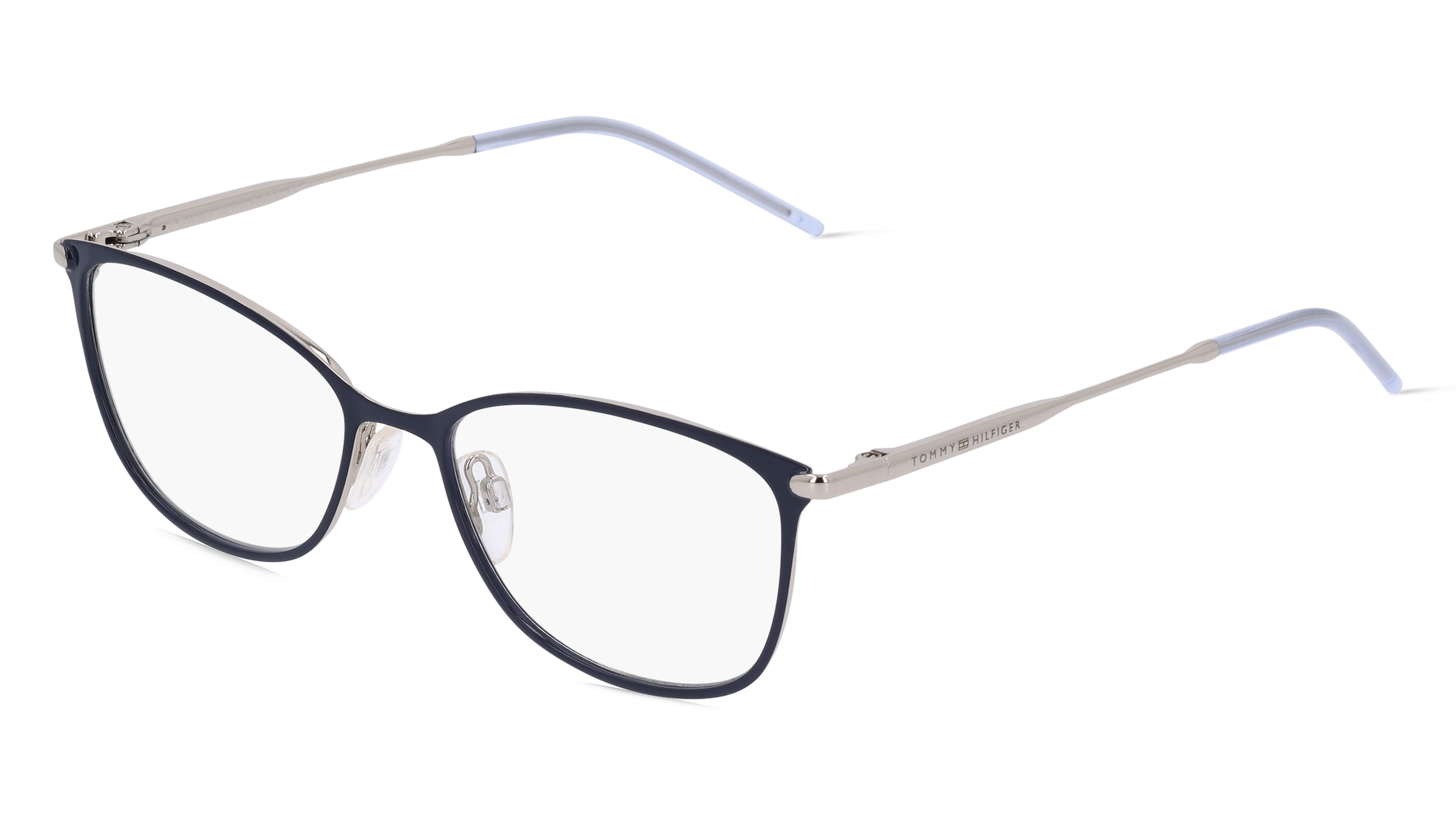 Tommy Hilfiger TH1637 Damen-Brille inkl. Gläser Vollrand Eckig Edelstahl-Gestell 55/17/140, Blau