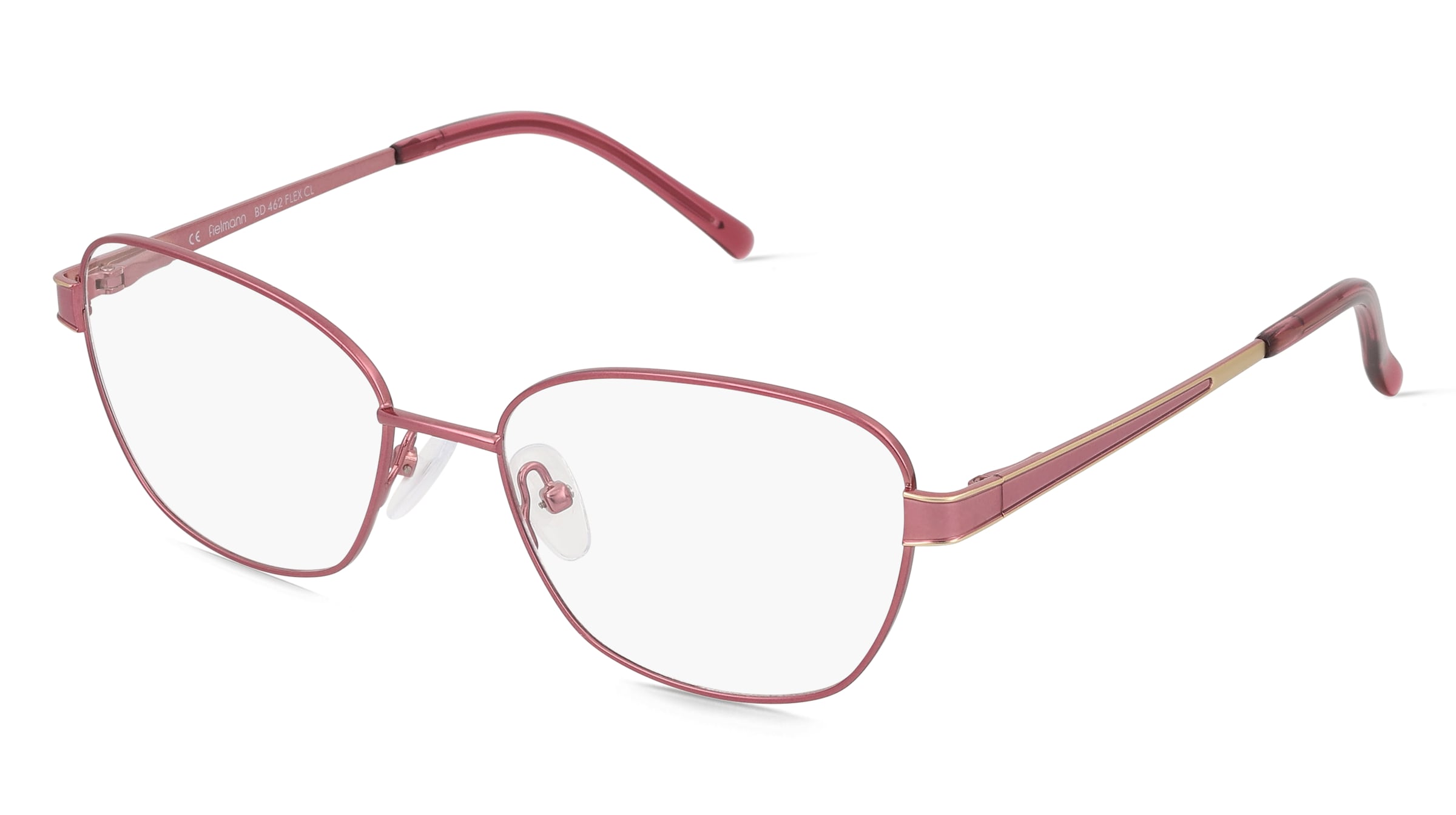 Fielmann BD 462 FLEX CL Damen-Brille inkl. Gläser Vollrand Quadratisch Edelstahl-Gestell 53/17/135, Pink