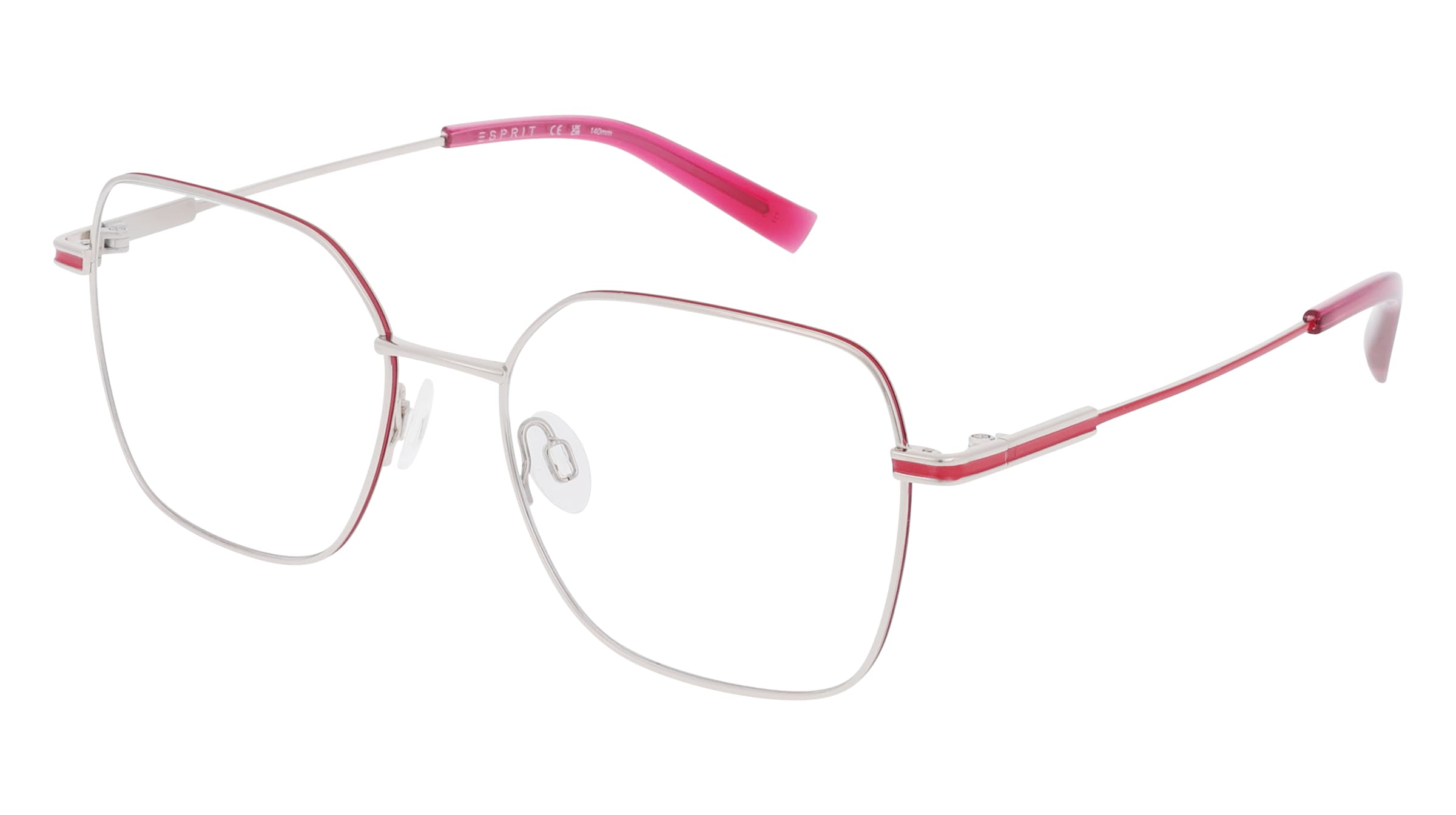 Esprit 33521 Damen-Brille inkl. Gläser Vollrand Geometrisch Metall-Gestell 52/17/140, Grau