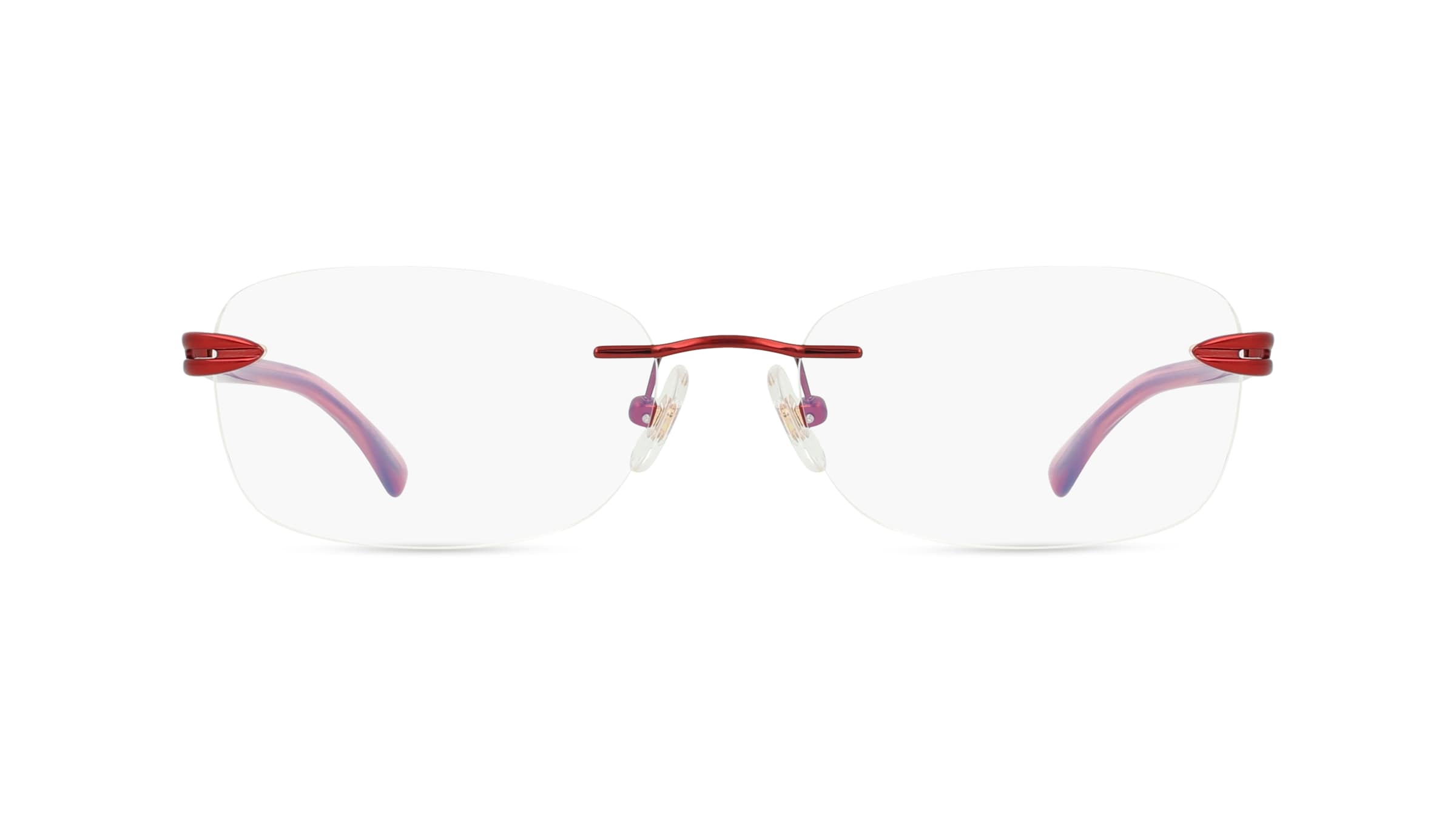 Fielmann TITANIUM 164 FLEX CL Damen-Brille inkl. Gläser Randlos Eckig Titan-Gestell 53mm/16mm/130mm, rot