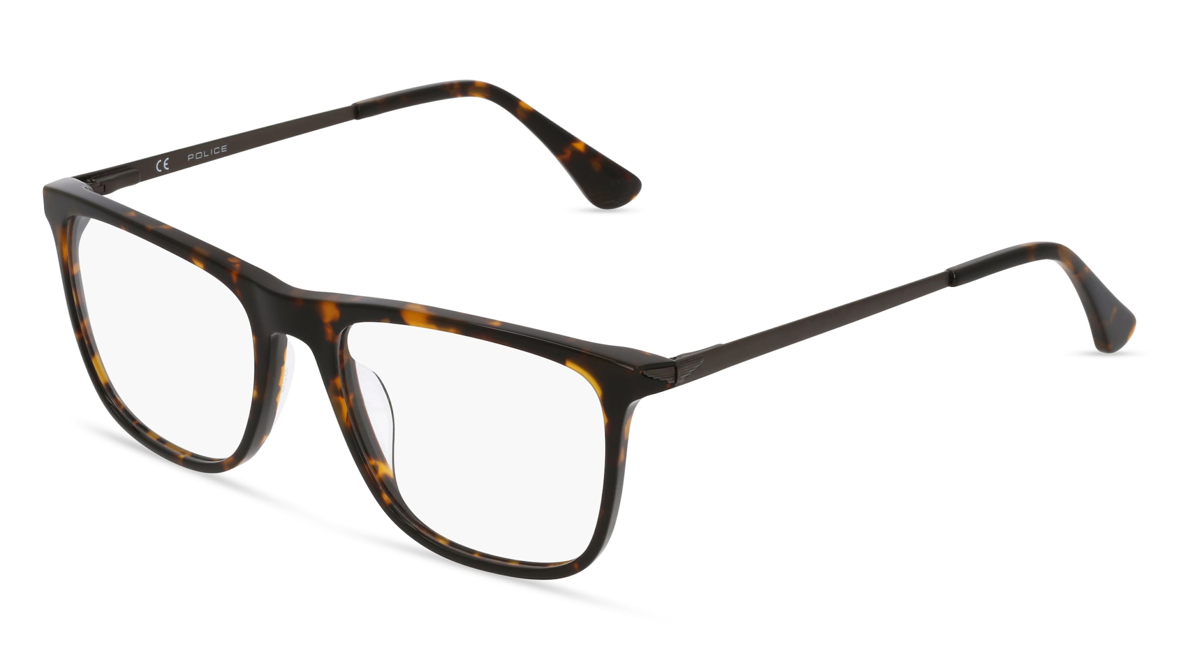 Police VPLD 05 Herren-Brille inkl. Gläser Vollrand Quadratisch Kunststoff-Gestell 55/18/145, Havanna