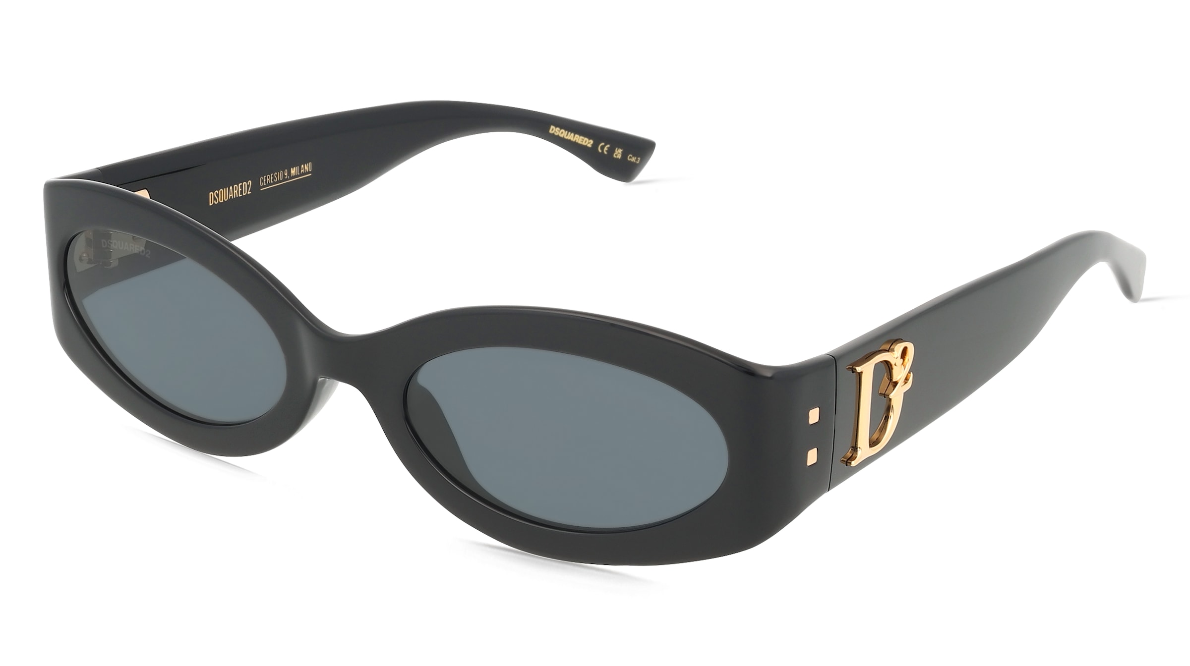 Dsquared2 207431 Damen-Sonnenbrille Vollrand Oval Acetat-Gestell, Schwarz