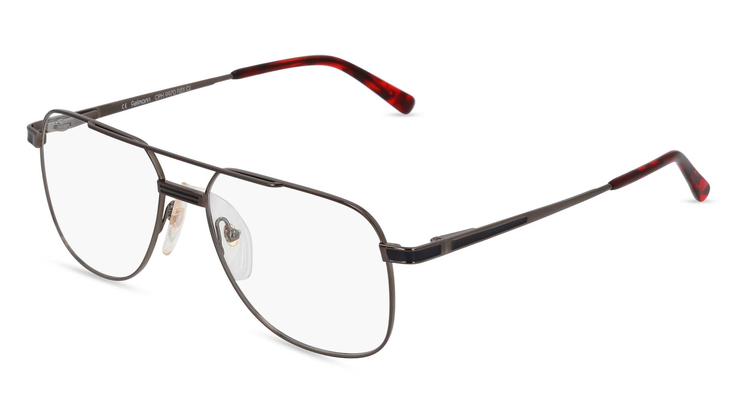 Fielmann OPH 9970 FLEX CL Herren-Brille inkl. Gläser Vollrand Pilot Metall-Gestell 58/17/145, Grau