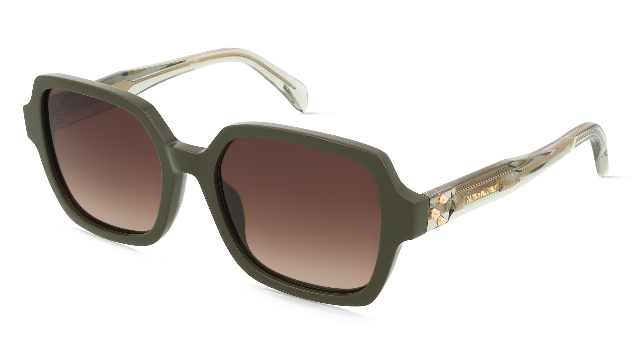 Zadig &amp; Voltaire SZV473 Damen-Sonnenbrille Vollrand Geometrisch Kunststoff-Gestell, Grün