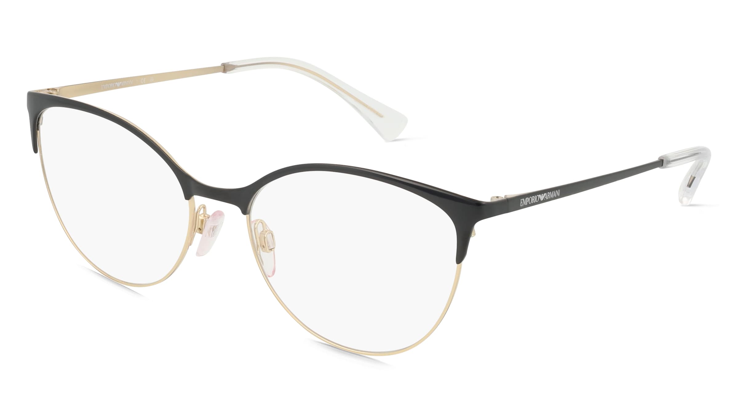 Emporio Armani EA1087 Damen-Brille inkl. Gläser Vollrand Cat Eye Metall-Gestell 54/17/140, Schwarz