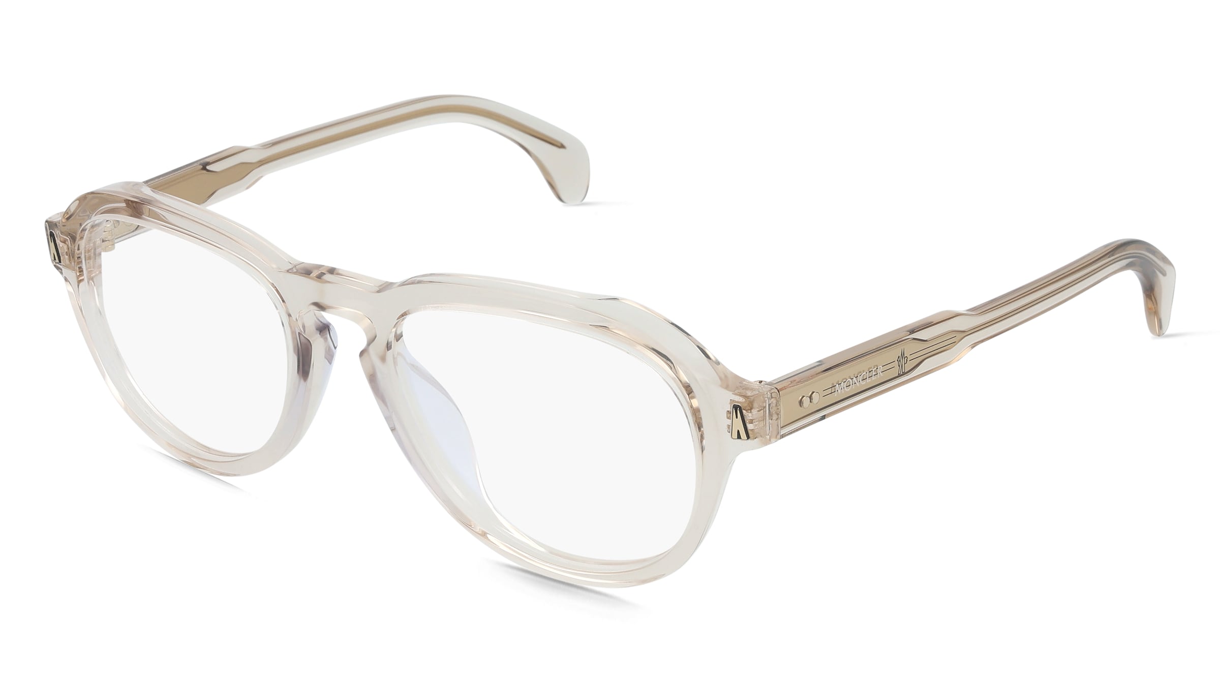 Moncler ME2009U Unisex-Brille inkl. Gläser Vollrand Pilot Acetat-Gestell 52/19/145, Beige