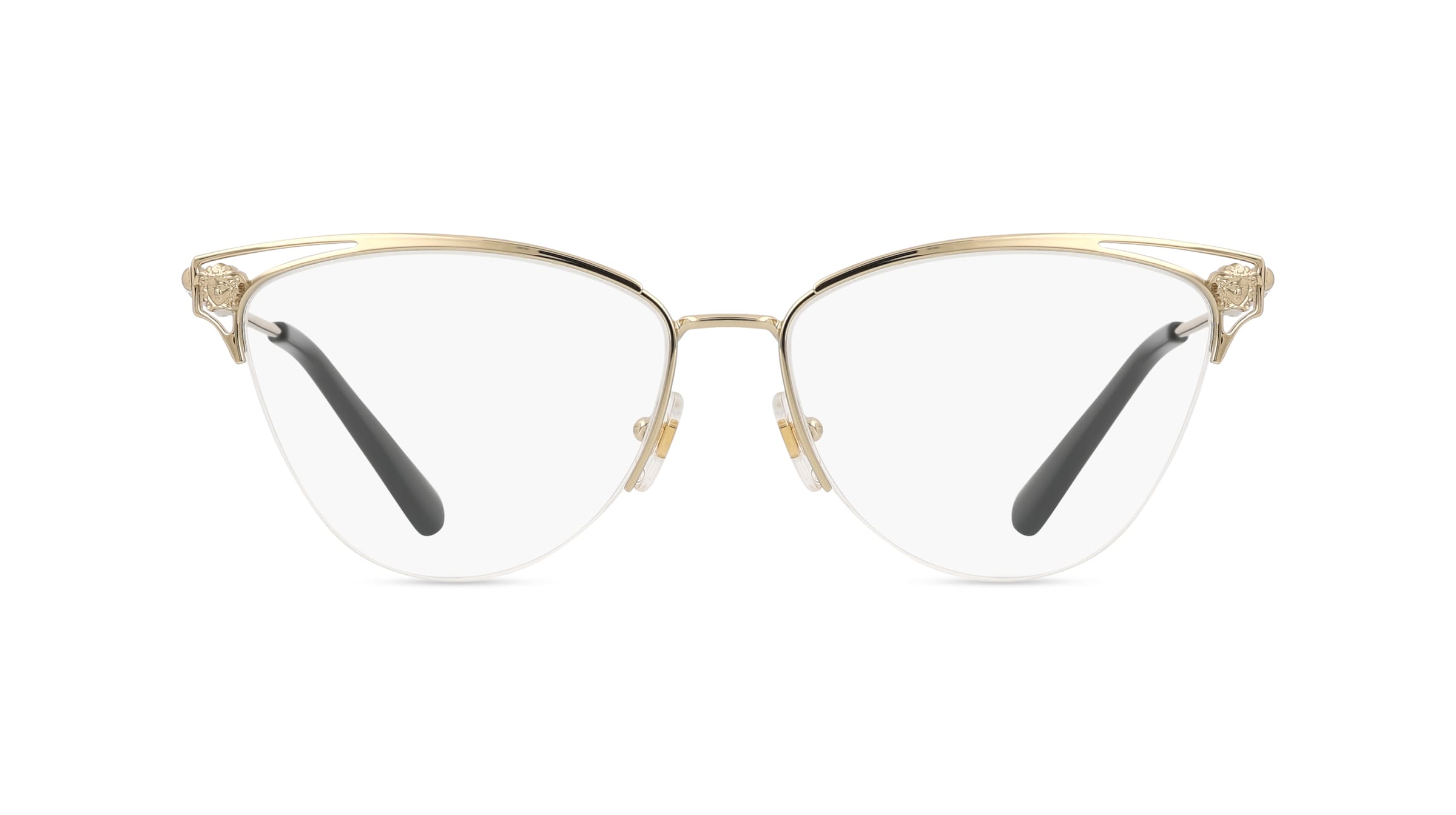 Versace 0VE1280 Damen-Brille inkl. Gläser Halbrand Butterfly Edelstahl-Gestell 55mm/16mm/145mm, gold