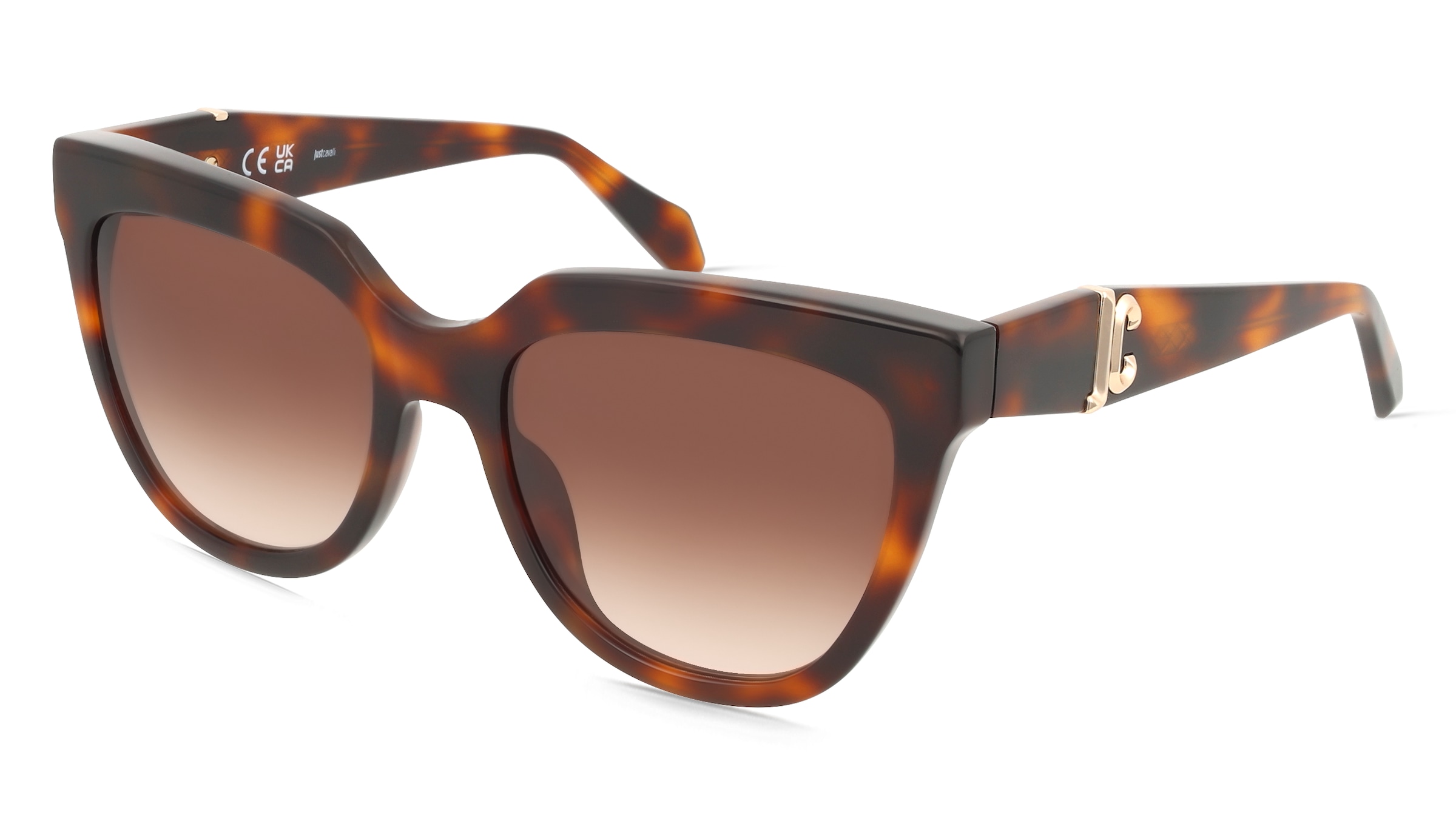 Just Cavalli SJC105 Damen-Sonnenbrille Vollrand Butterfly Acetat-Gestell, Havanna