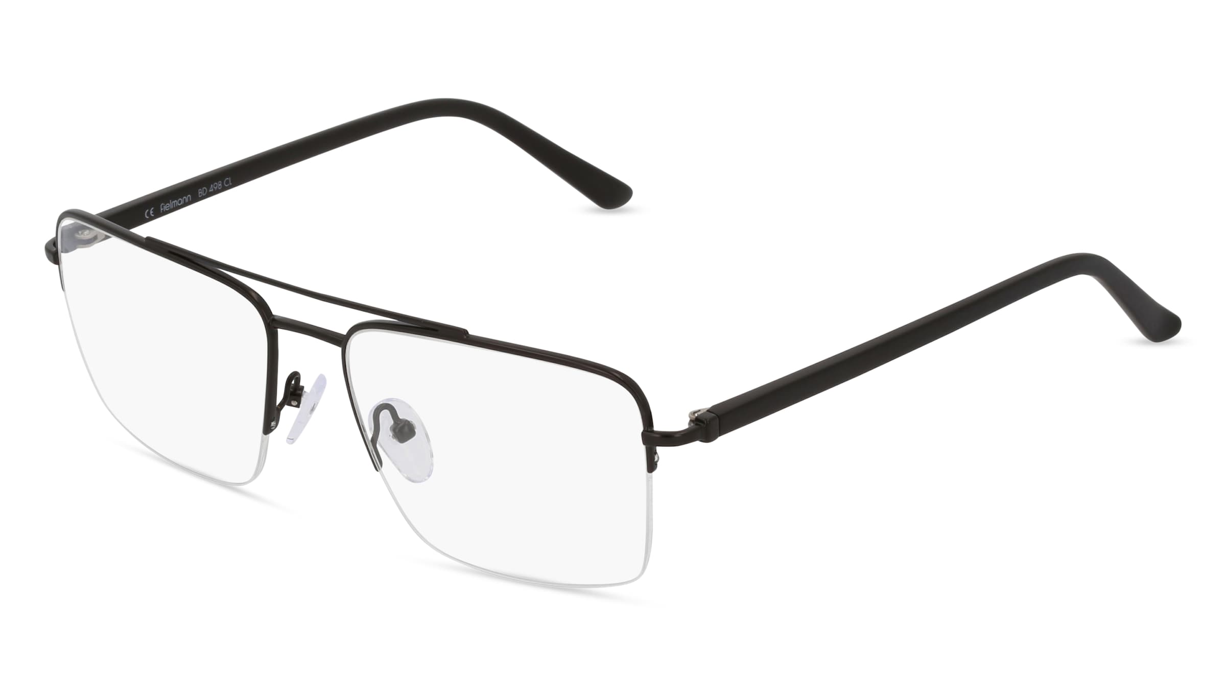 Fielmann BD 498 CL Herren-Brille inkl. Gläser Halbrand Quadratisch Edelstahl-Gestell 55/17/140, Schwarz
