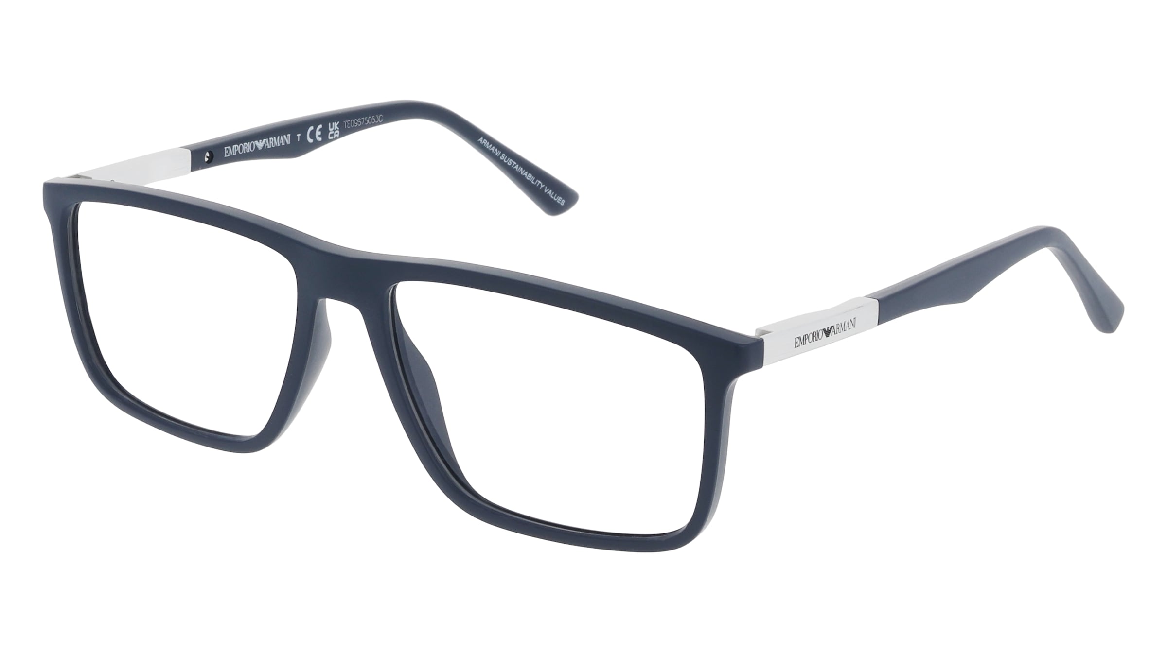 Emporio Armani EA3221 Herren-Brille inkl. Gläser Vollrand Eckig Kunststoff-Gestell 56/16/145, Blau