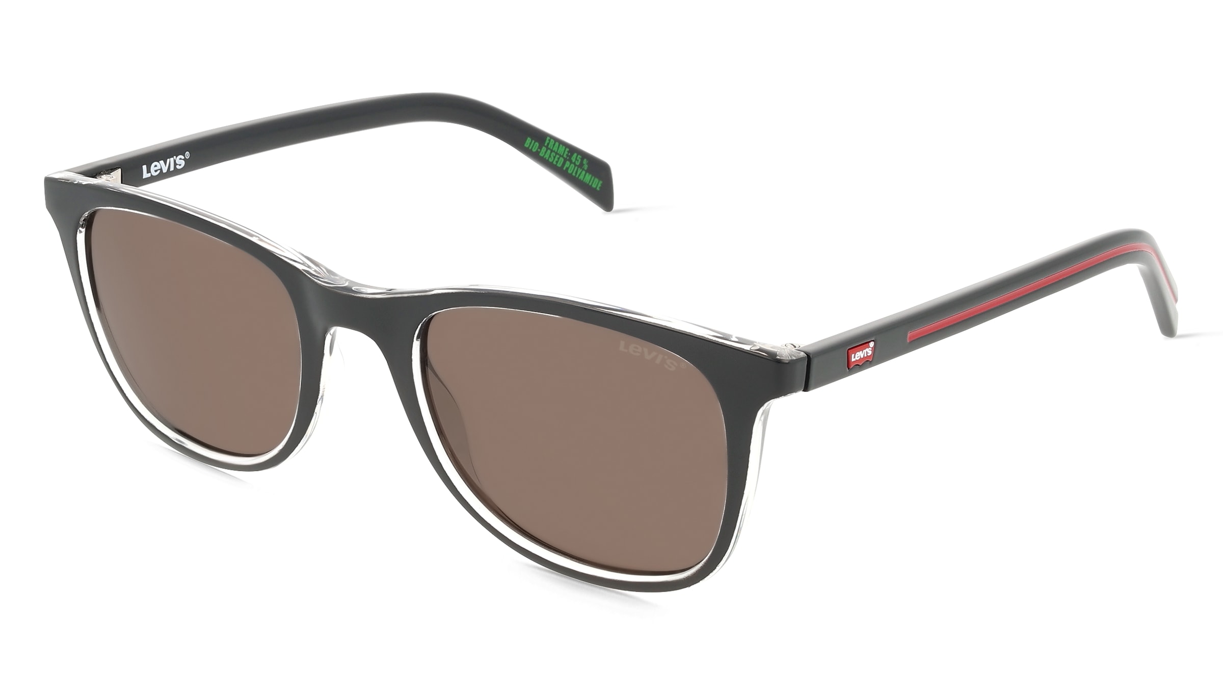 Levi’s 207196 Herren-Sonnenbrille Vollrand Eckig Kunststoff-Gestell, Schwarz