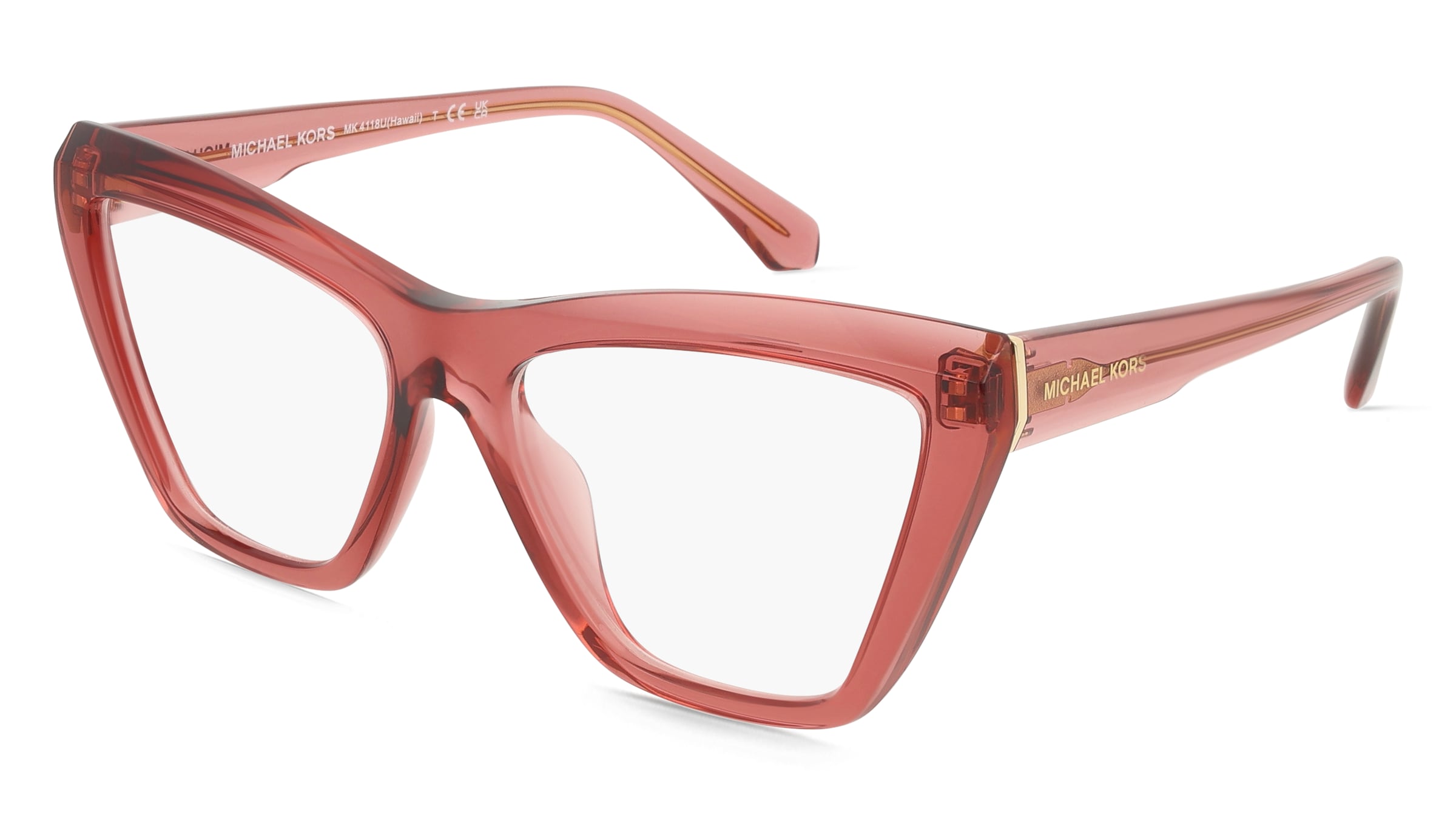 Michael Kors 0MK4118U HAWAII Damen-Brille inkl. Gläser Vollrand Cat Eye Acetat-Gestell 54/16/140, Pink