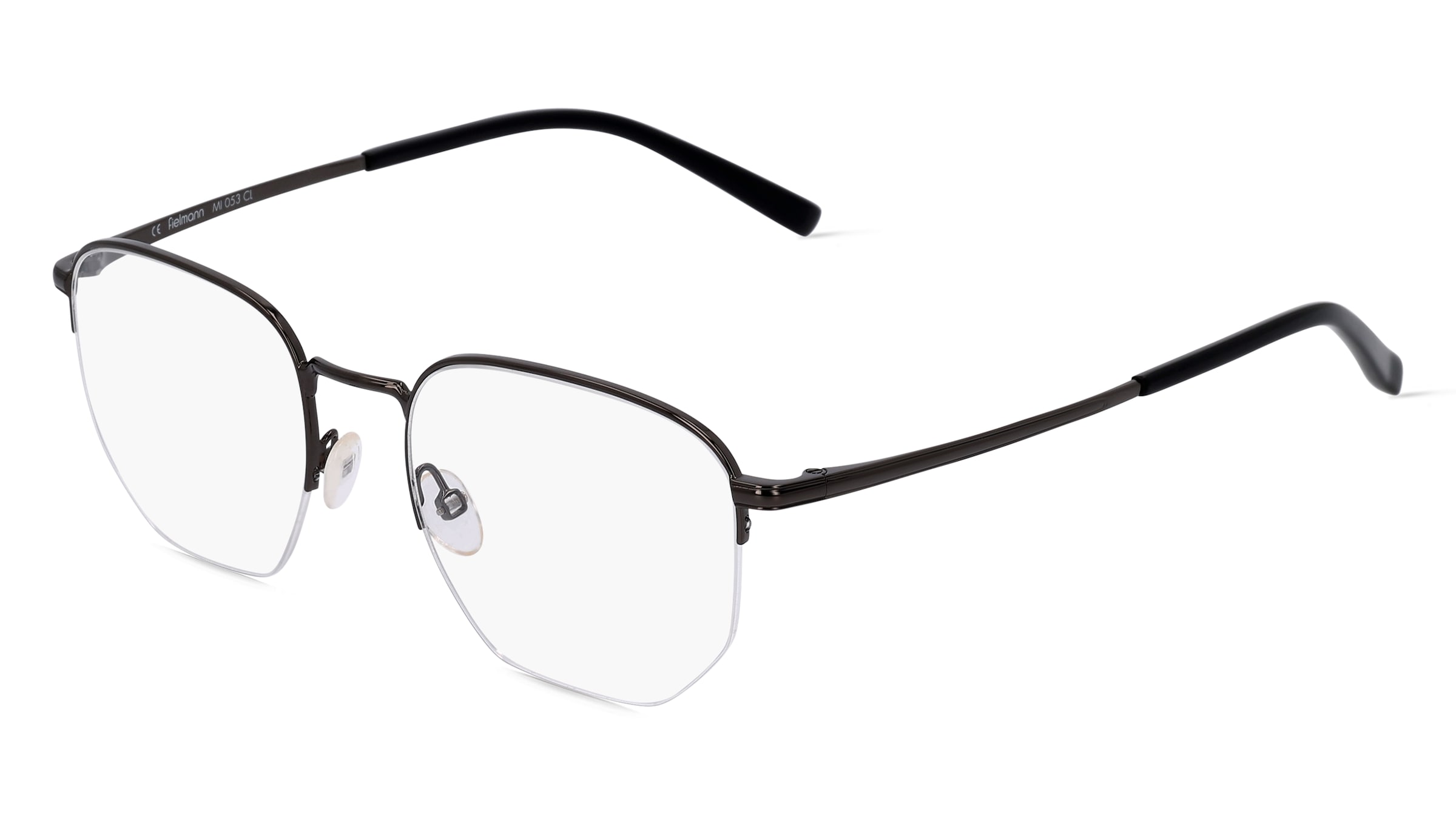 Fielmann MI 053 CL Herren-Brille inkl. Gläser Halbrand Quadratisch Edelstahl-Gestell 50/19/145, Grau